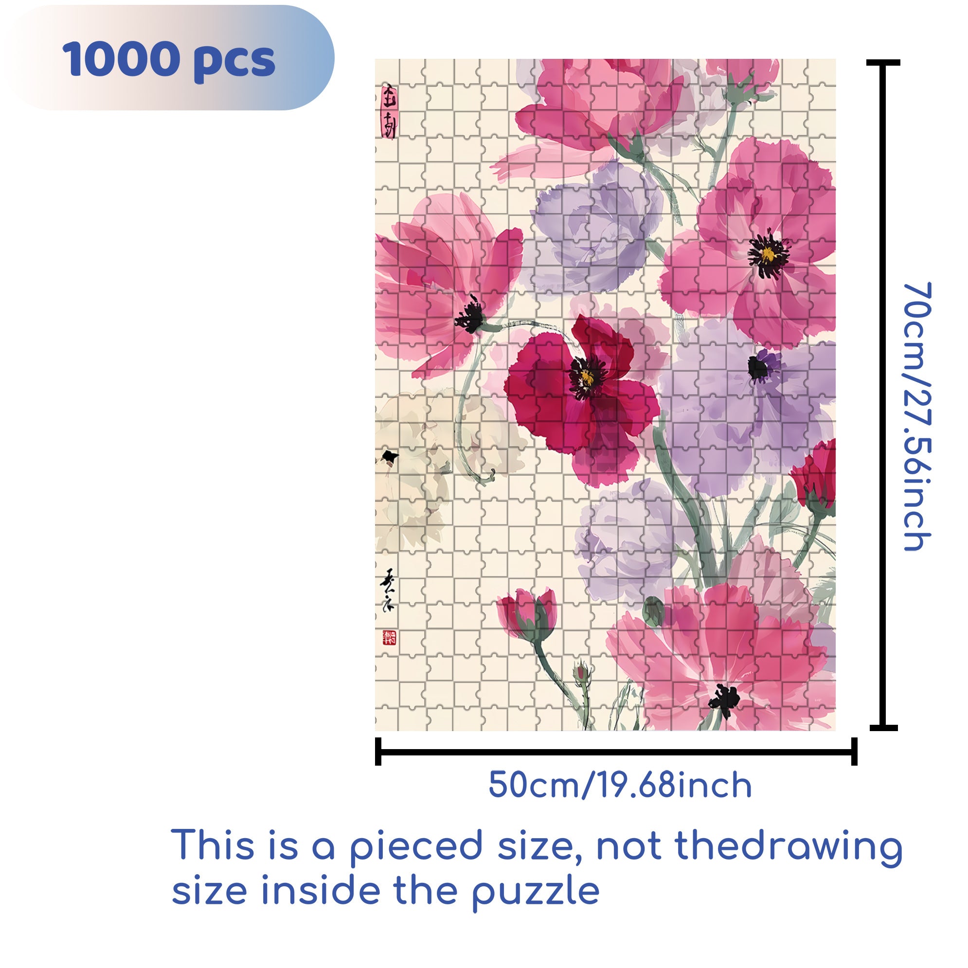 Papaver Rhoeas 500pcs/1000pcs Jigsaw Puzzle, Scratch-Resistant, Interactive Family Game & Brain-Boosting DIY Decor, Perfect for Halloween, Christmas & New Year Gifts, Family Puzzle Game