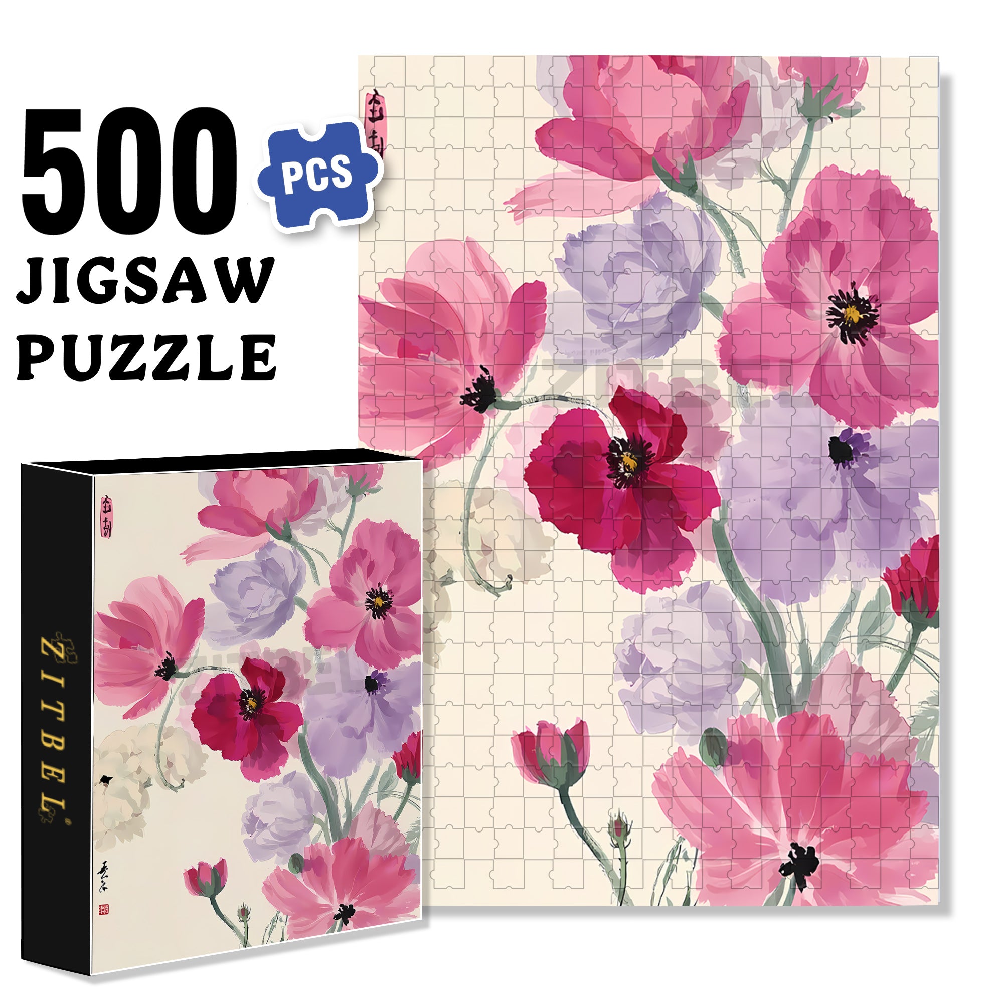 Papaver Rhoeas 500pcs/1000pcs Jigsaw Puzzle, Scratch-Resistant, Interactive Family Game & Brain-Boosting DIY Decor, Perfect for Halloween, Christmas & New Year Gifts, Family Puzzle Game