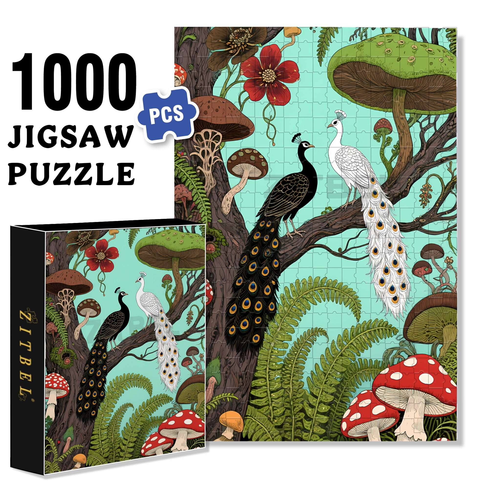 Peacock 500pcs/1000pcs Jigsaw Puzzle, Scratch-Resistant, Interactive Family Game & Brain-Boosting DIY Decor, Perfect for Halloween, Christmas & New Year Gifts, Family Puzzle Game