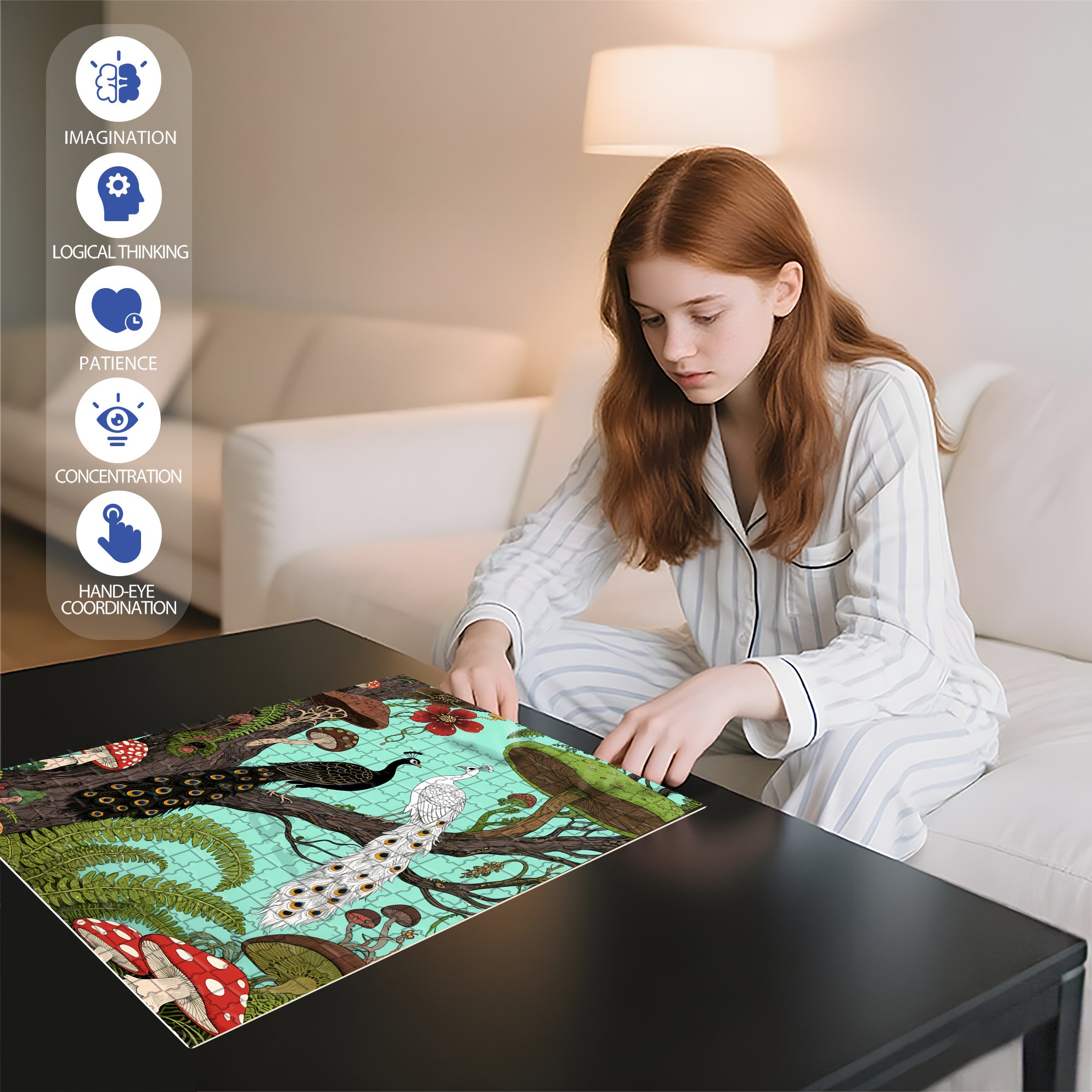 Peacock 500pcs/1000pcs Jigsaw Puzzle, Scratch-Resistant, Interactive Family Game & Brain-Boosting DIY Decor, Perfect for Halloween, Christmas & New Year Gifts, Family Puzzle Game