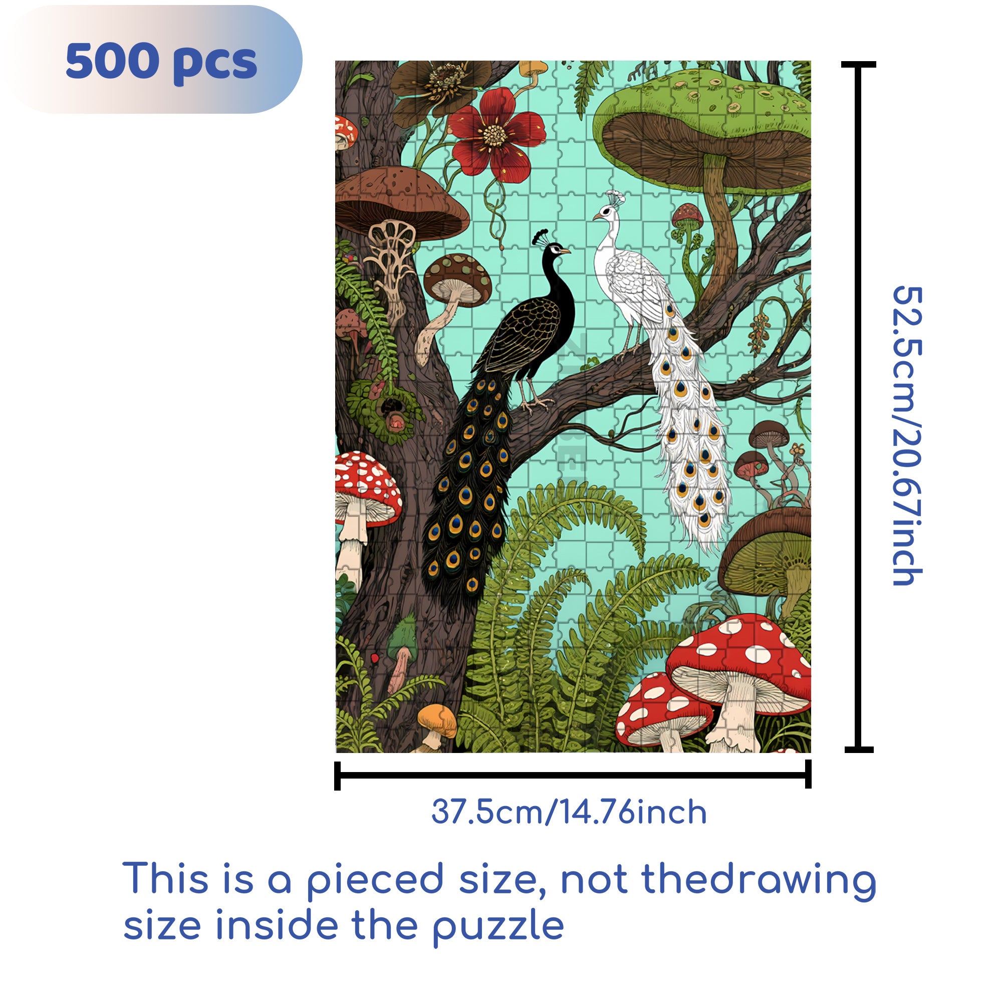 Peacock 500pcs/1000pcs Jigsaw Puzzle, Scratch-Resistant, Interactive Family Game & Brain-Boosting DIY Decor, Perfect for Halloween, Christmas & New Year Gifts, Family Puzzle Game
