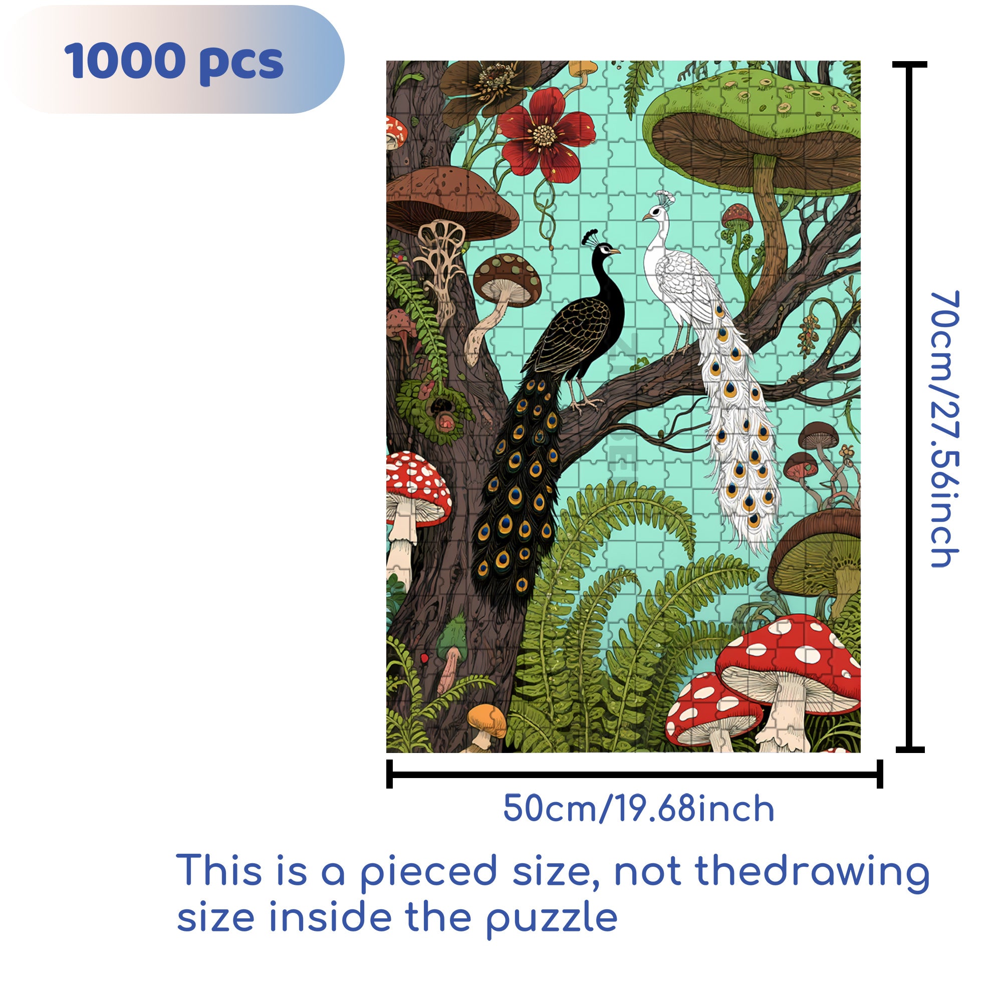 Peacock 500pcs/1000pcs Jigsaw Puzzle, Scratch-Resistant, Interactive Family Game & Brain-Boosting DIY Decor, Perfect for Halloween, Christmas & New Year Gifts, Family Puzzle Game