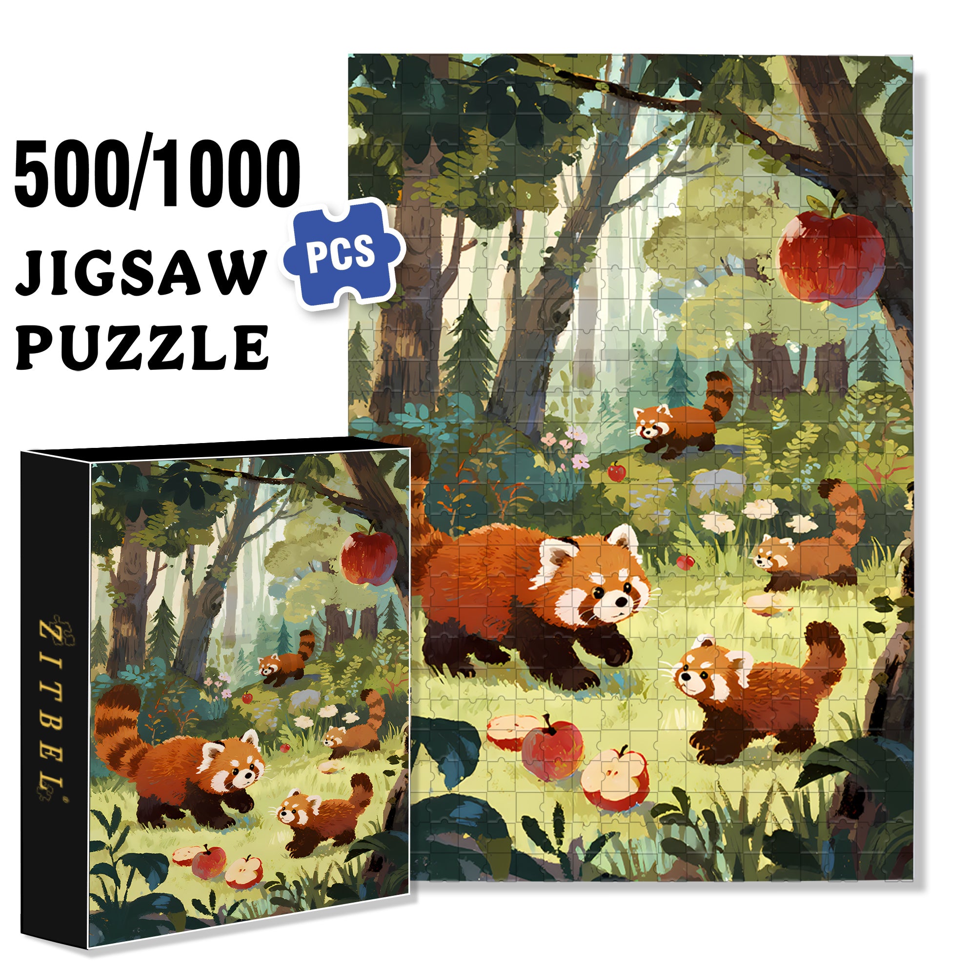 Raccoon 500pcs/1000pcs Jigsaw Puzzle, Scratch-Resistant, Interactive Family Game & Brain-Boosting DIY Decor, Perfect for Halloween, Christmas & New Year Gifts, Family Puzzle Game