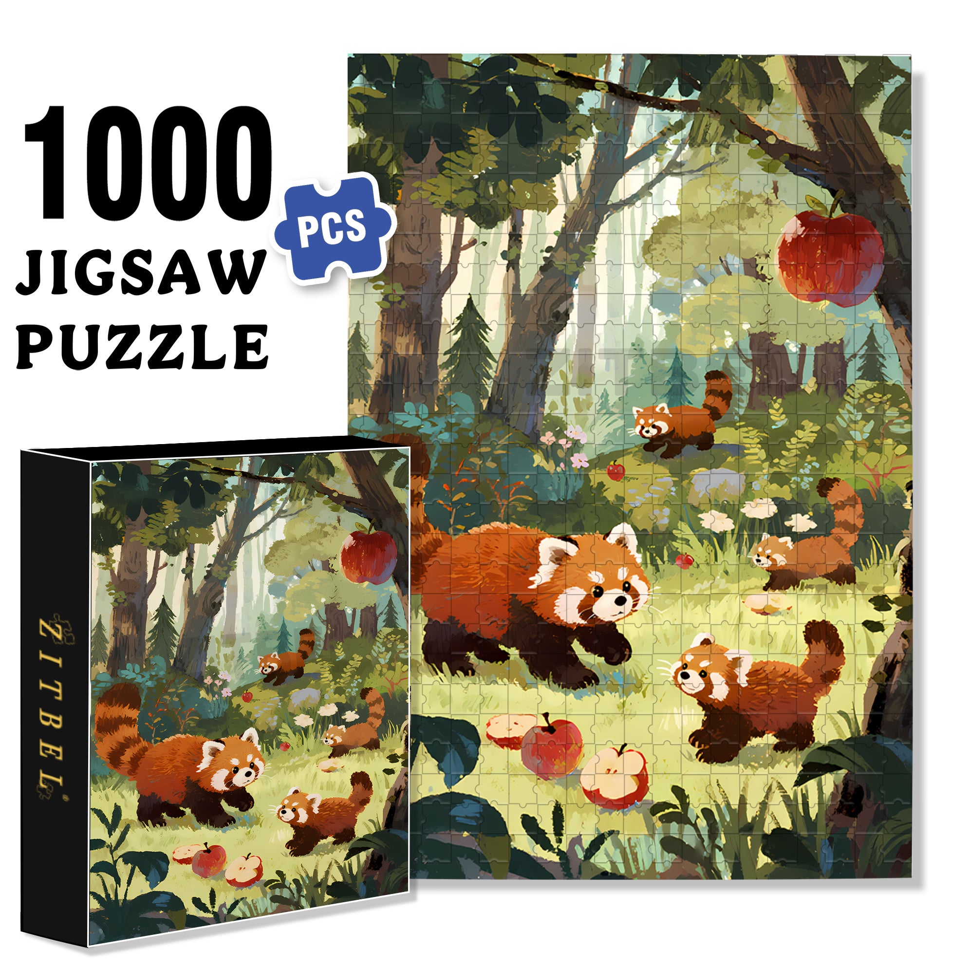 Raccoon 500pcs/1000pcs Jigsaw Puzzle, Scratch-Resistant, Interactive Family Game & Brain-Boosting DIY Decor, Perfect for Halloween, Christmas & New Year Gifts, Family Puzzle Game