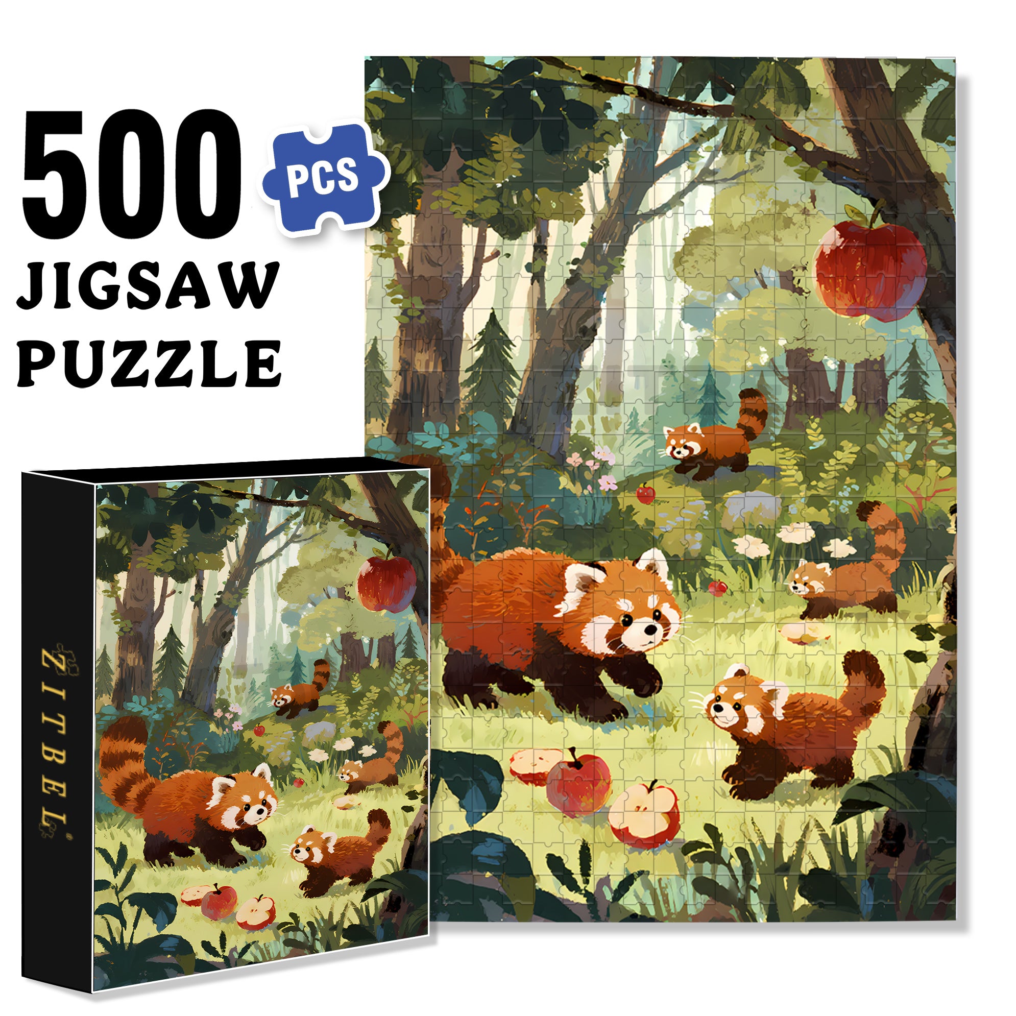 Raccoon 500pcs/1000pcs Jigsaw Puzzle, Scratch-Resistant, Interactive Family Game & Brain-Boosting DIY Decor, Perfect for Halloween, Christmas & New Year Gifts, Family Puzzle Game