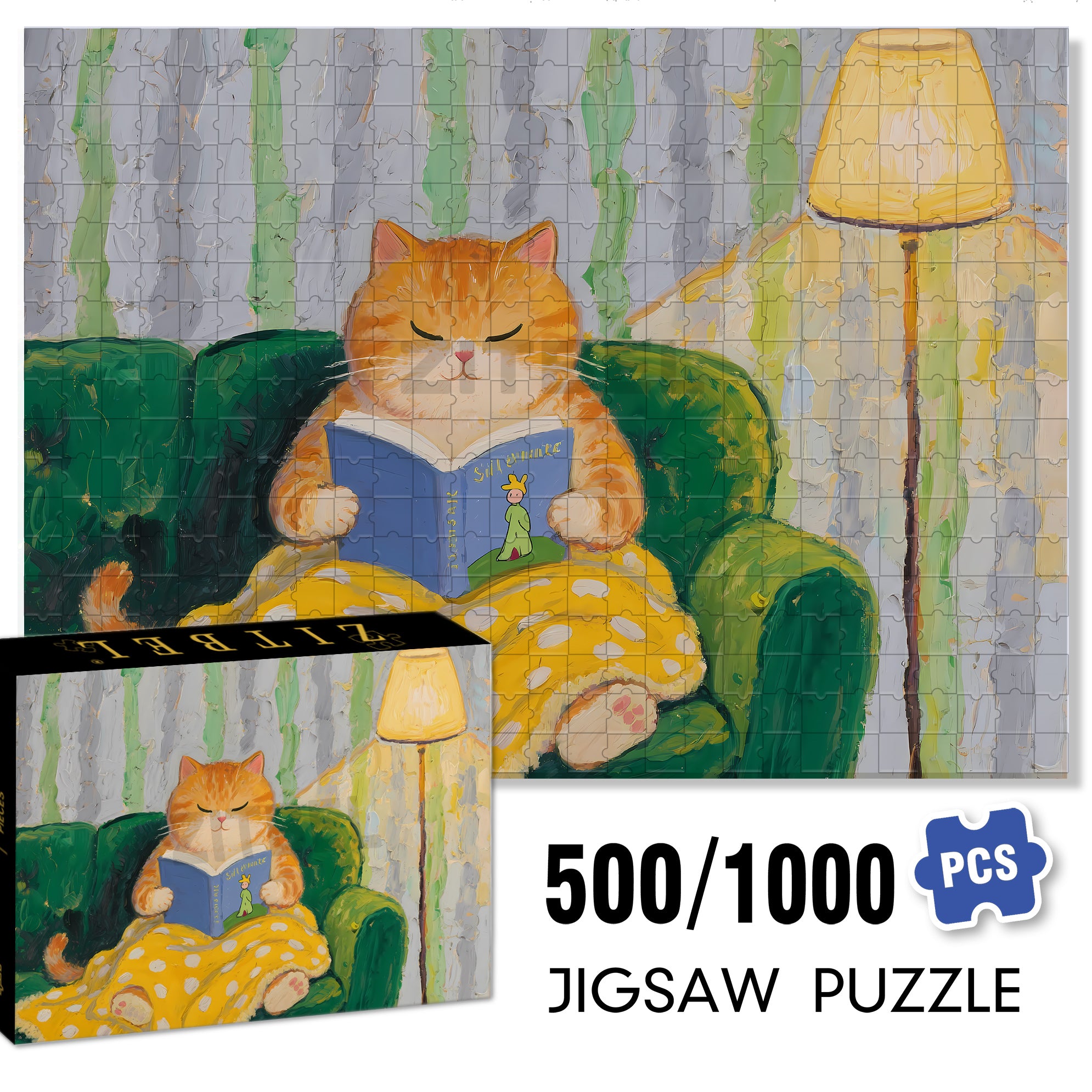 Reading 500pcs/1000pcs Jigsaw Puzzle, Scratch-Resistant, Interactive Family Game & Brain-Boosting DIY Decor, Perfect for Halloween, Christmas & New Year Gifts, Family Puzzle Game