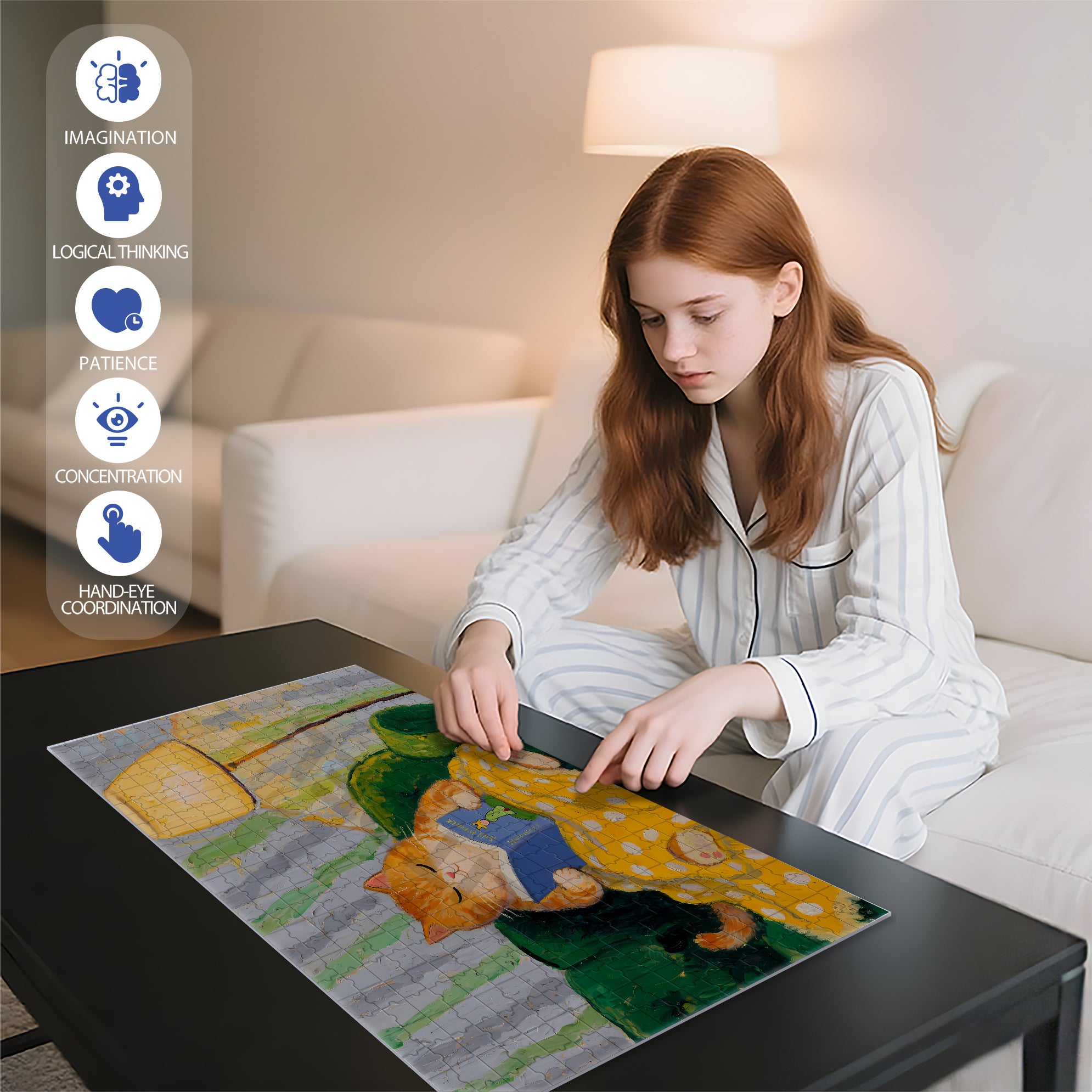 Reading 500pcs/1000pcs Jigsaw Puzzle, Scratch-Resistant, Interactive Family Game & Brain-Boosting DIY Decor, Perfect for Halloween, Christmas & New Year Gifts, Family Puzzle Game