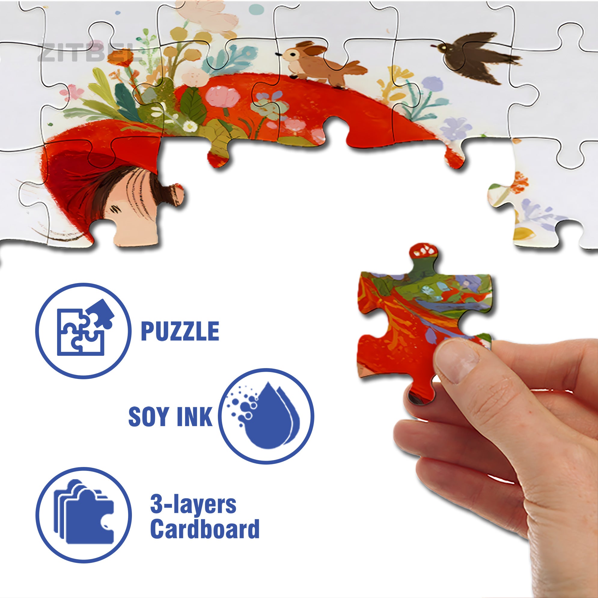 Red Felt Hat 500pcs/1000pcs Jigsaw Puzzle, Scratch-Resistant, Interactive Family Game & Brain-Boosting DIY Decor, Perfect for Halloween, Christmas & New Year Gifts, Family Puzzle Game