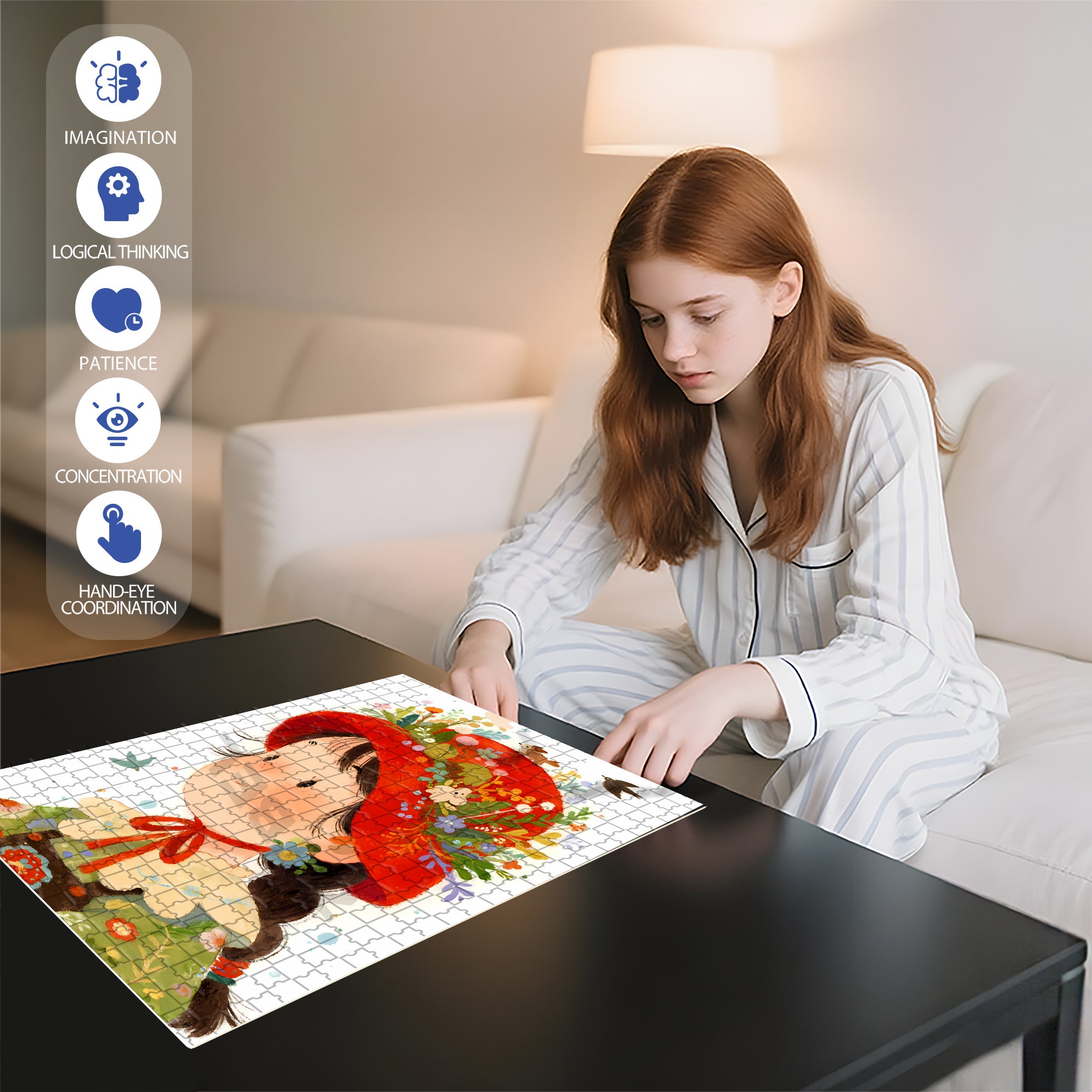 Red Felt Hat 500pcs/1000pcs Jigsaw Puzzle, Scratch-Resistant, Interactive Family Game & Brain-Boosting DIY Decor, Perfect for Halloween, Christmas & New Year Gifts, Family Puzzle Game