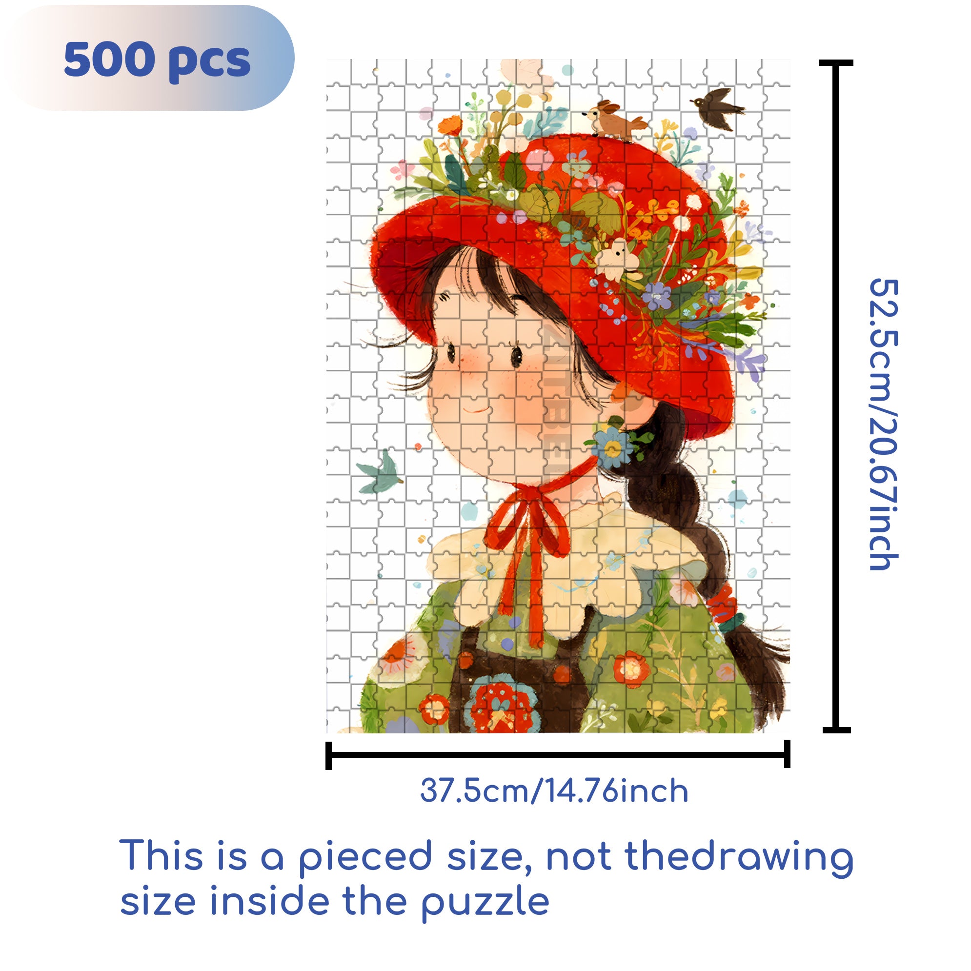Red Felt Hat 500pcs/1000pcs Jigsaw Puzzle, Scratch-Resistant, Interactive Family Game & Brain-Boosting DIY Decor, Perfect for Halloween, Christmas & New Year Gifts, Family Puzzle Game