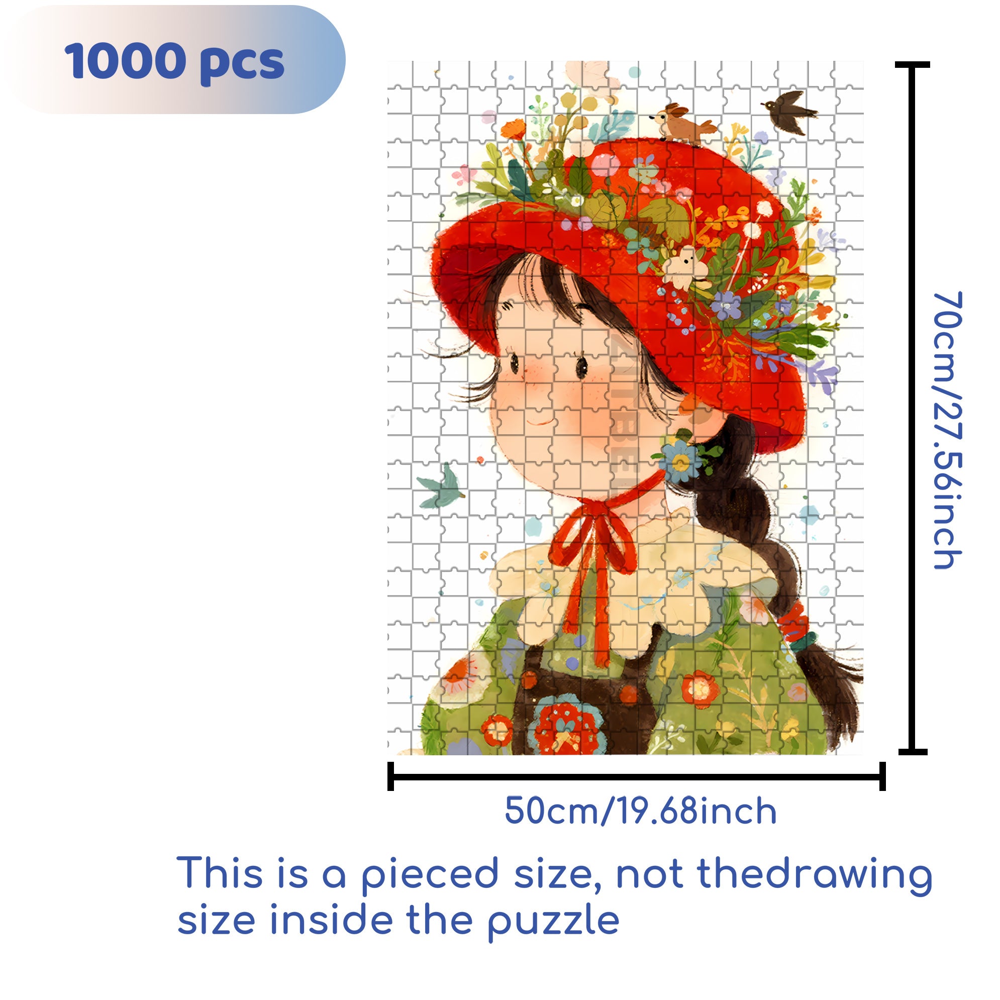 Red Felt Hat 500pcs/1000pcs Jigsaw Puzzle, Scratch-Resistant, Interactive Family Game & Brain-Boosting DIY Decor, Perfect for Halloween, Christmas & New Year Gifts, Family Puzzle Game
