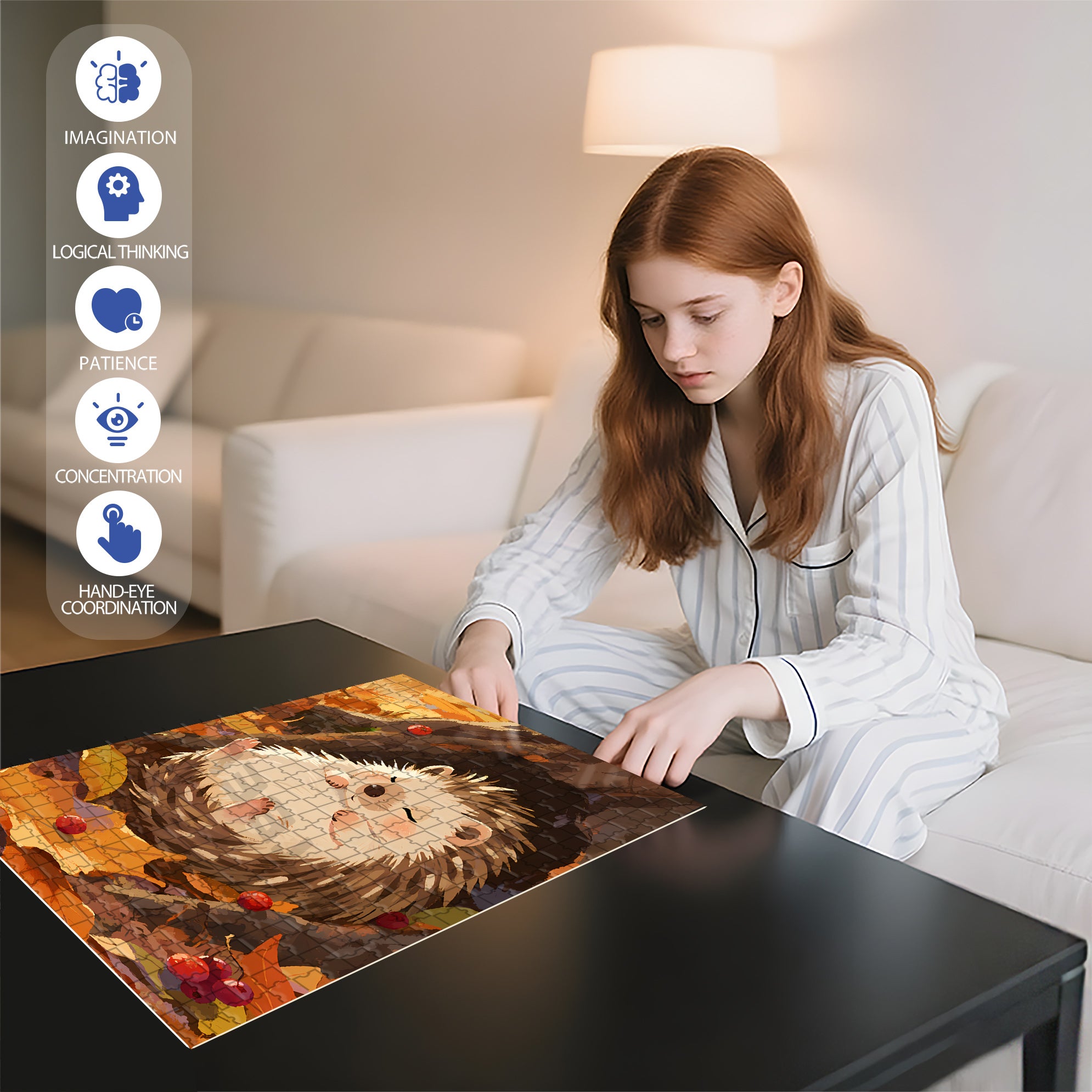 Sleeping Hedgehog 500pcs/1000pcs Jigsaw Puzzle, Scratch-Resistant, Interactive Family Game & Brain-Boosting DIY Decor, Perfect for Halloween, Christmas & New Year Gifts, Family Puzzle Game