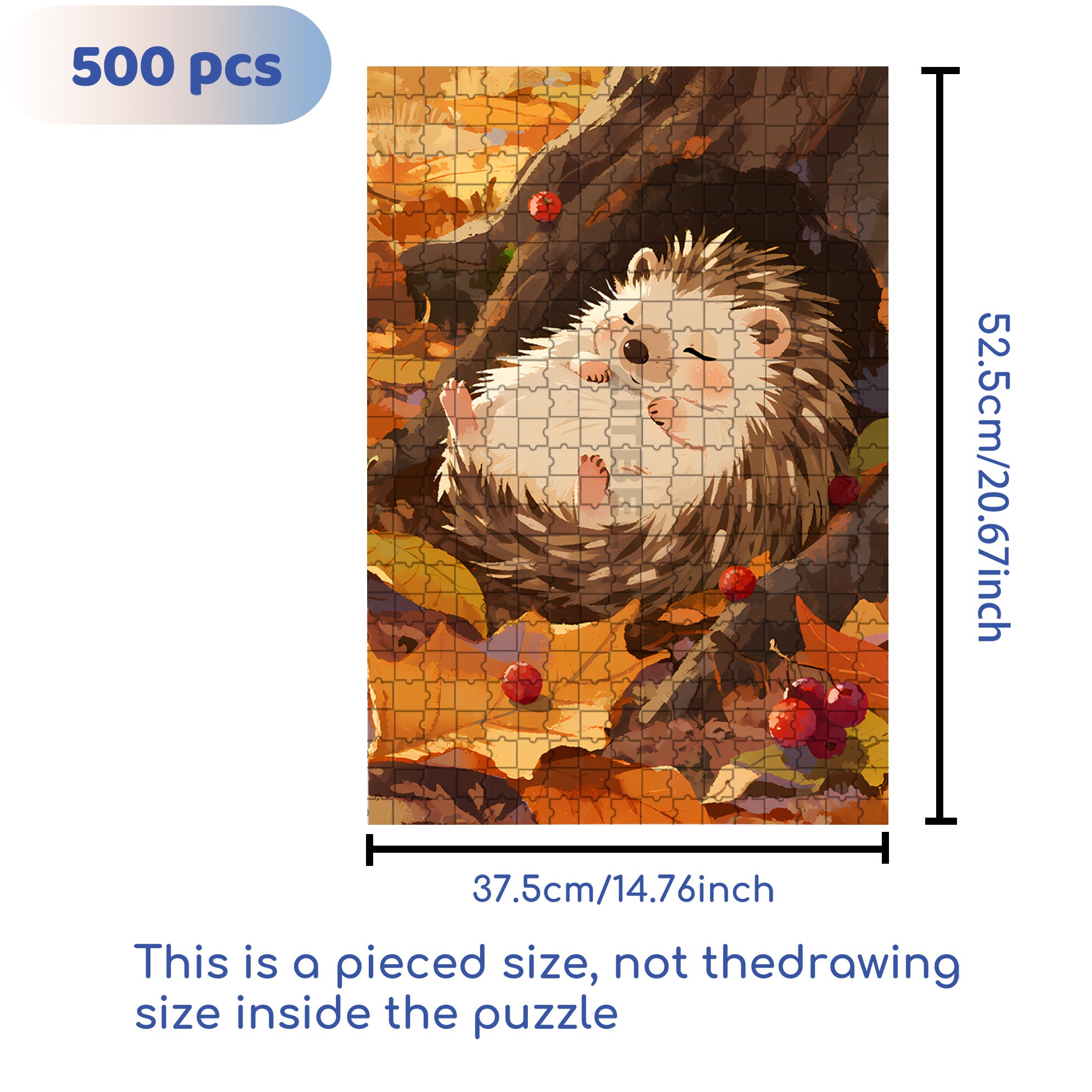 Sleeping Hedgehog 500pcs/1000pcs Jigsaw Puzzle, Scratch-Resistant, Interactive Family Game & Brain-Boosting DIY Decor, Perfect for Halloween, Christmas & New Year Gifts, Family Puzzle Game