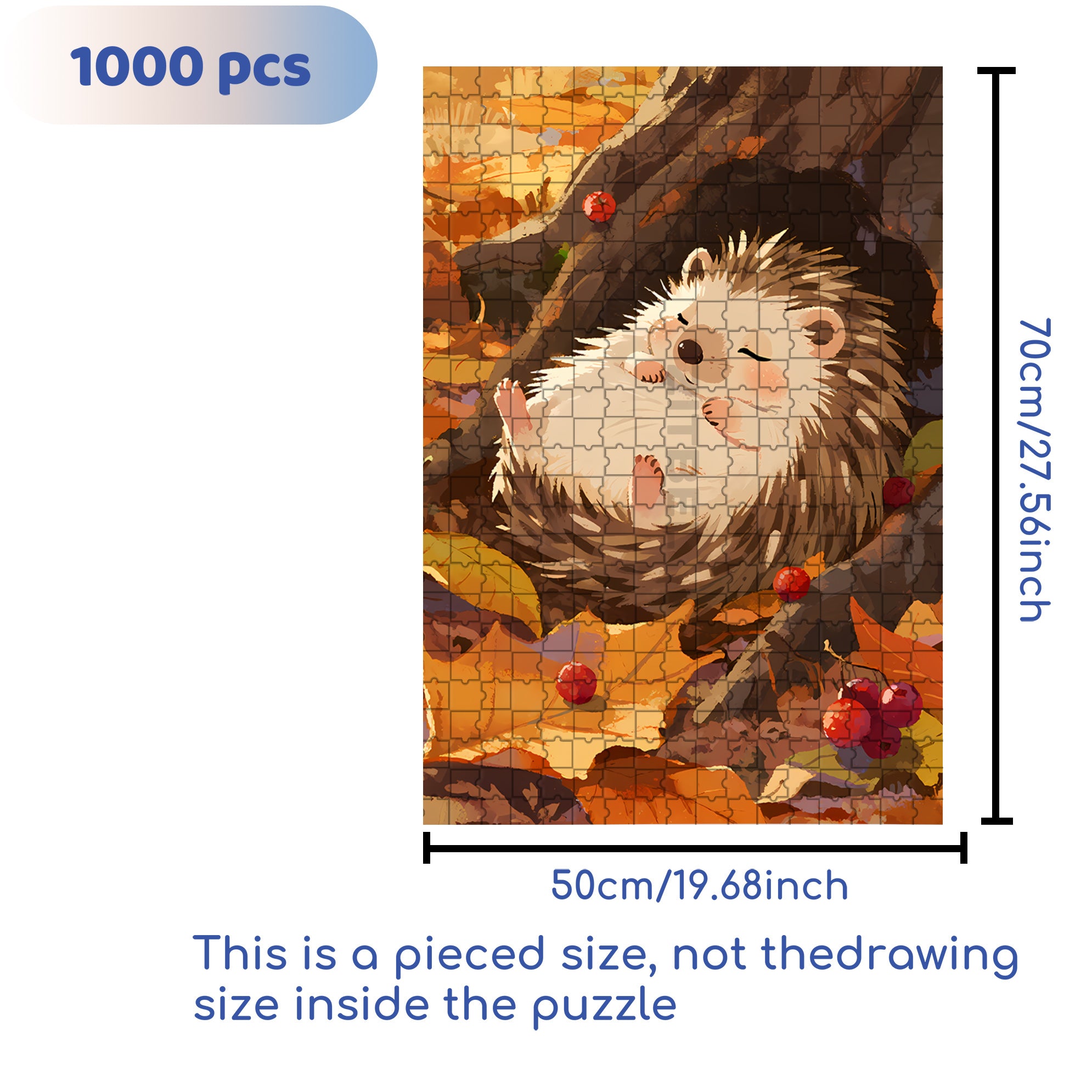 Sleeping Hedgehog 500pcs/1000pcs Jigsaw Puzzle, Scratch-Resistant, Interactive Family Game & Brain-Boosting DIY Decor, Perfect for Halloween, Christmas & New Year Gifts, Family Puzzle Game