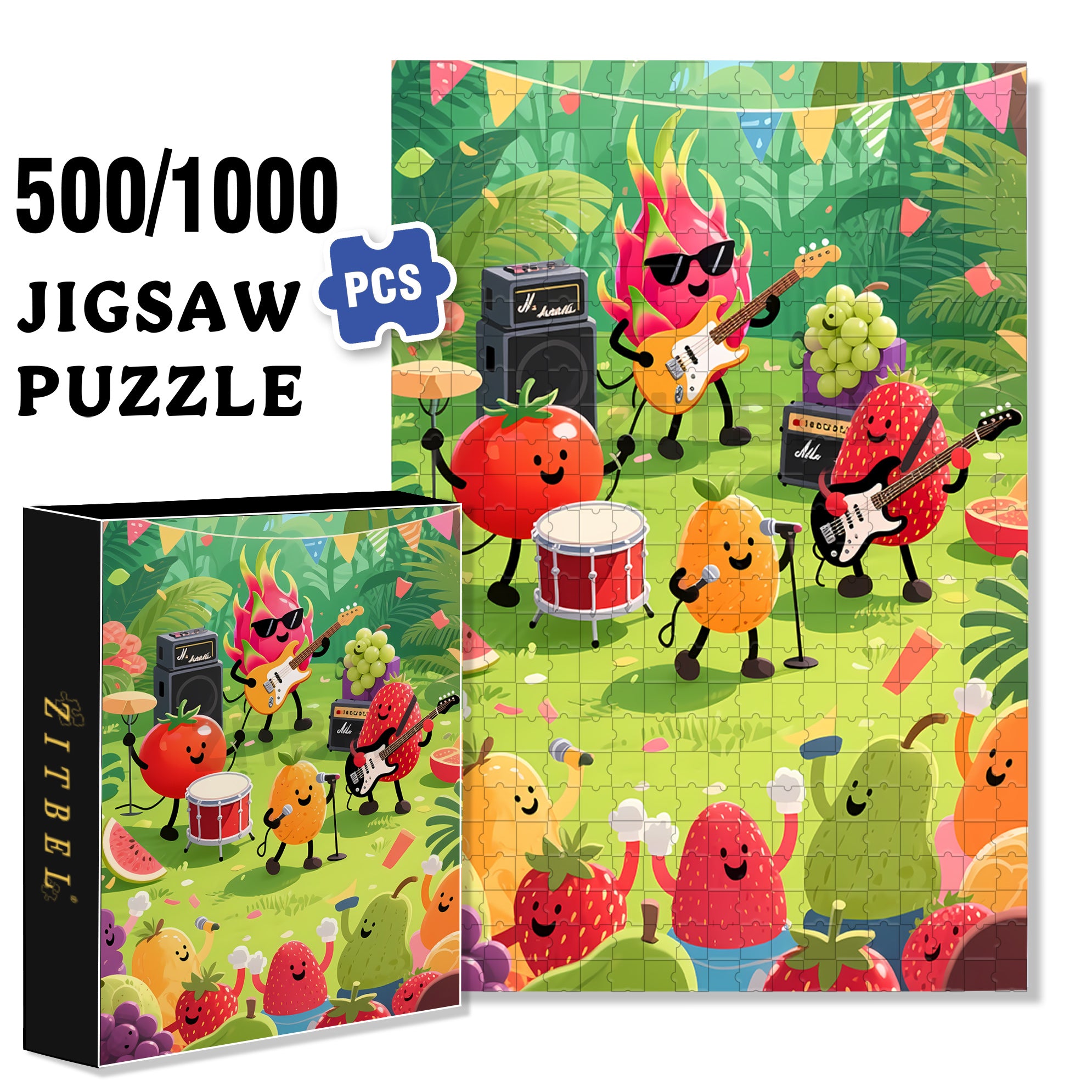 Summer Fruit Party 500pcs/1000pcs Jigsaw Puzzle, Scratch-Resistant, Interactive Family Game & Brain-Boosting DIY Decor, Perfect for Halloween, Christmas & New Year Gifts, Family Puzzle Game