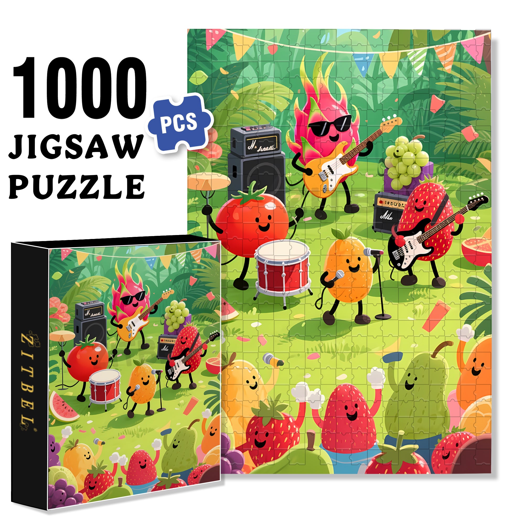 Summer Fruit Party 500pcs/1000pcs Jigsaw Puzzle, Scratch-Resistant, Interactive Family Game & Brain-Boosting DIY Decor, Perfect for Halloween, Christmas & New Year Gifts, Family Puzzle Game
