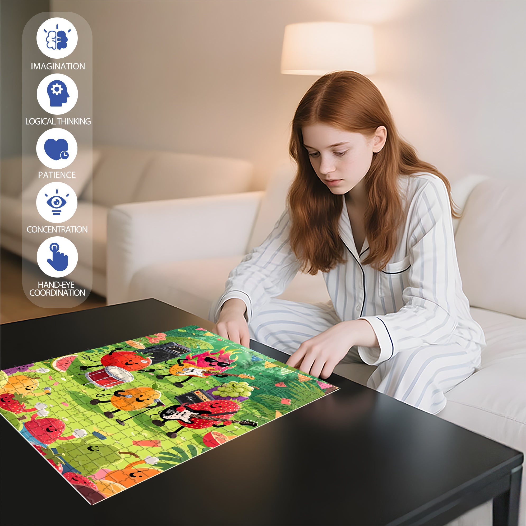 Summer Fruit Party 500pcs/1000pcs Jigsaw Puzzle, Scratch-Resistant, Interactive Family Game & Brain-Boosting DIY Decor, Perfect for Halloween, Christmas & New Year Gifts, Family Puzzle Game