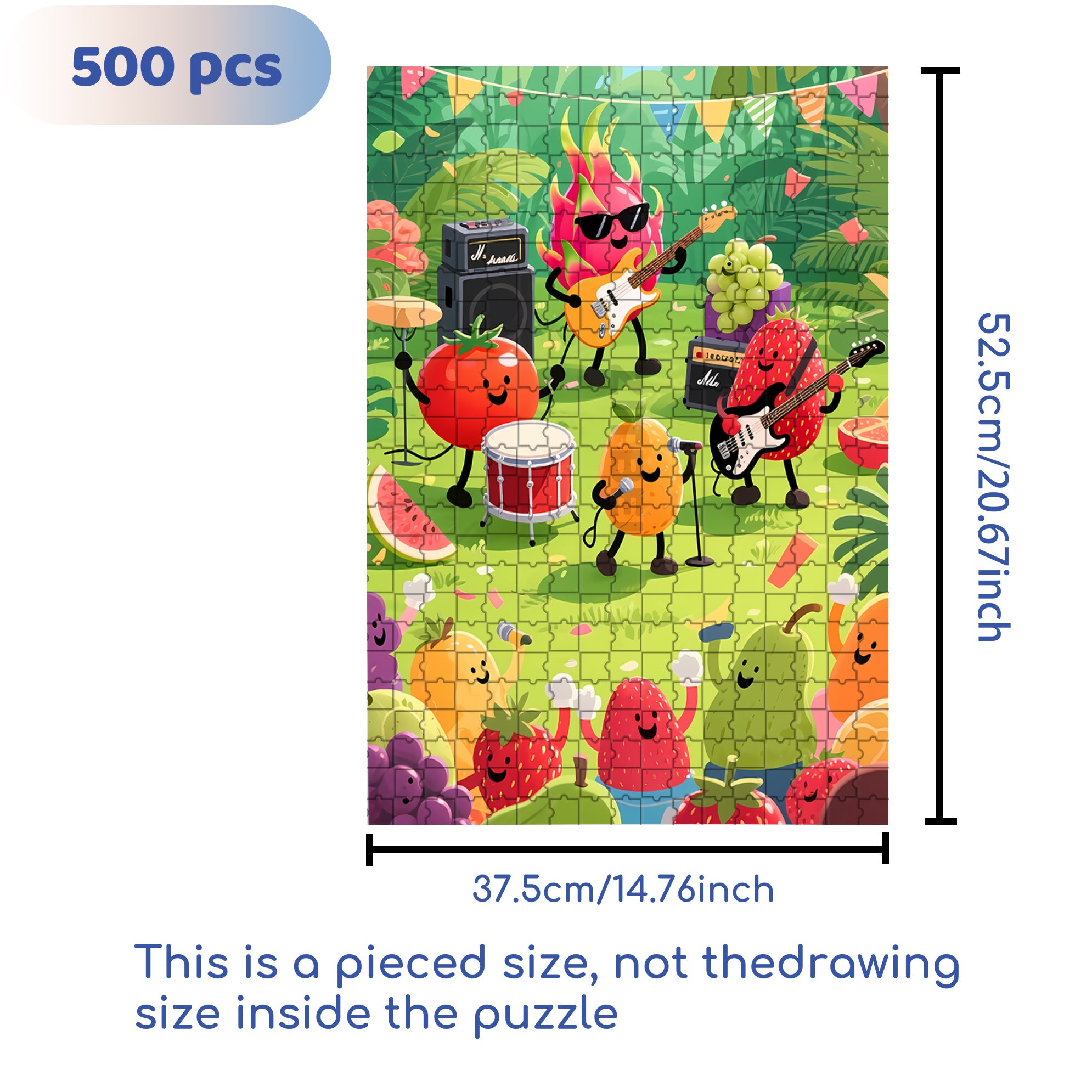 Summer Fruit Party 500pcs/1000pcs Jigsaw Puzzle, Scratch-Resistant, Interactive Family Game & Brain-Boosting DIY Decor, Perfect for Halloween, Christmas & New Year Gifts, Family Puzzle Game