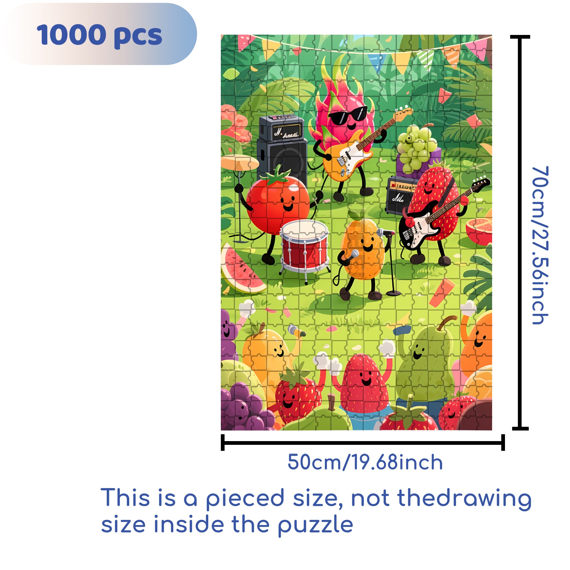 Summer Fruit Party 500pcs/1000pcs Jigsaw Puzzle, Scratch-Resistant, Interactive Family Game & Brain-Boosting DIY Decor, Perfect for Halloween, Christmas & New Year Gifts, Family Puzzle Game