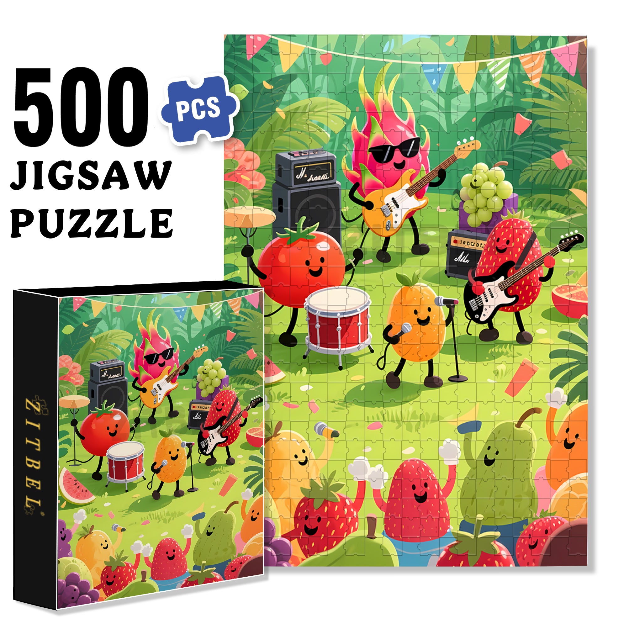 Summer Fruit Party 500pcs/1000pcs Jigsaw Puzzle, Scratch-Resistant, Interactive Family Game & Brain-Boosting DIY Decor, Perfect for Halloween, Christmas & New Year Gifts, Family Puzzle Game