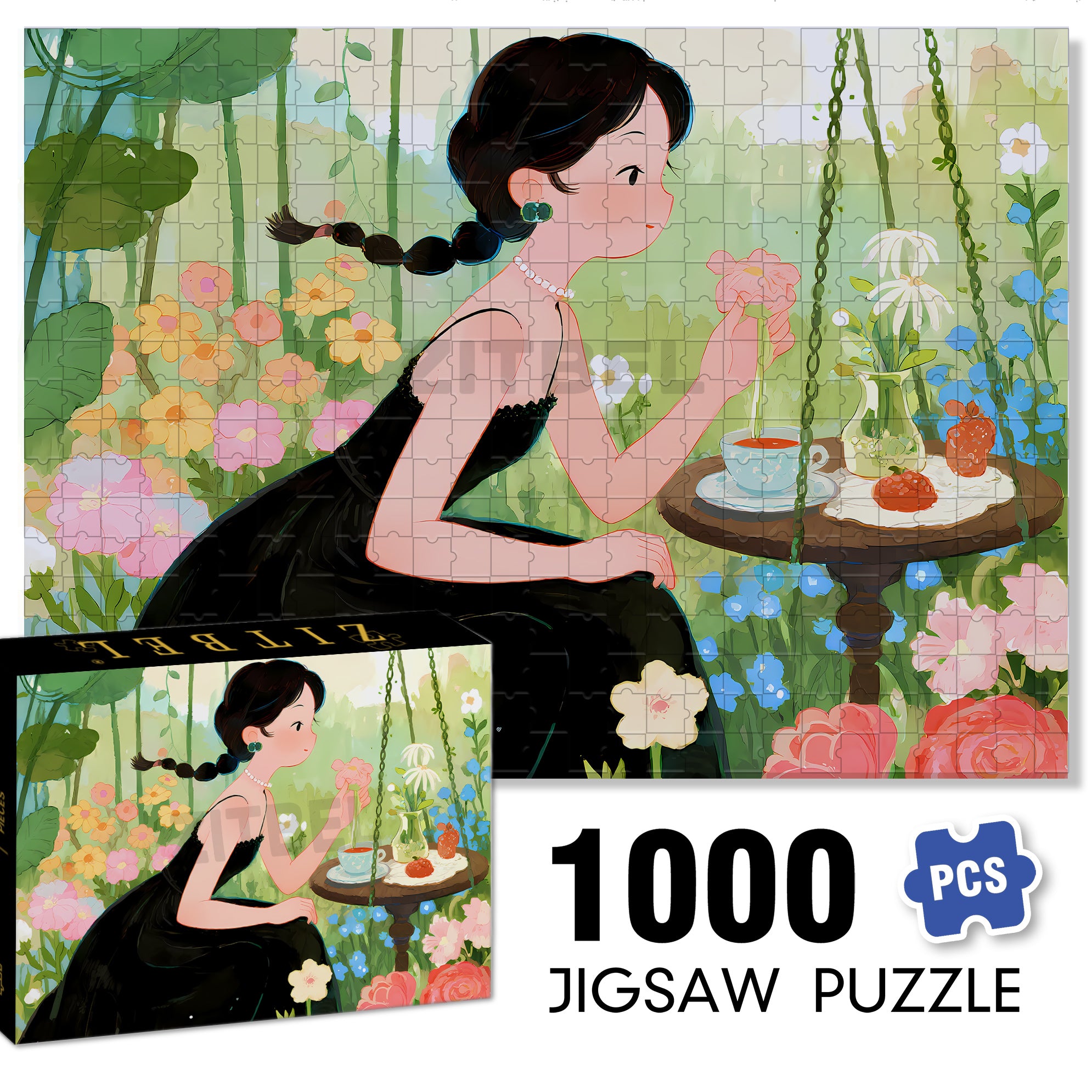 Teatime 500pcs/1000pcs Jigsaw Puzzle, Scratch-Resistant, Interactive Family Game & Brain-Boosting DIY Decor, Perfect for Halloween, Christmas & New Year Gifts, Family Puzzle Game