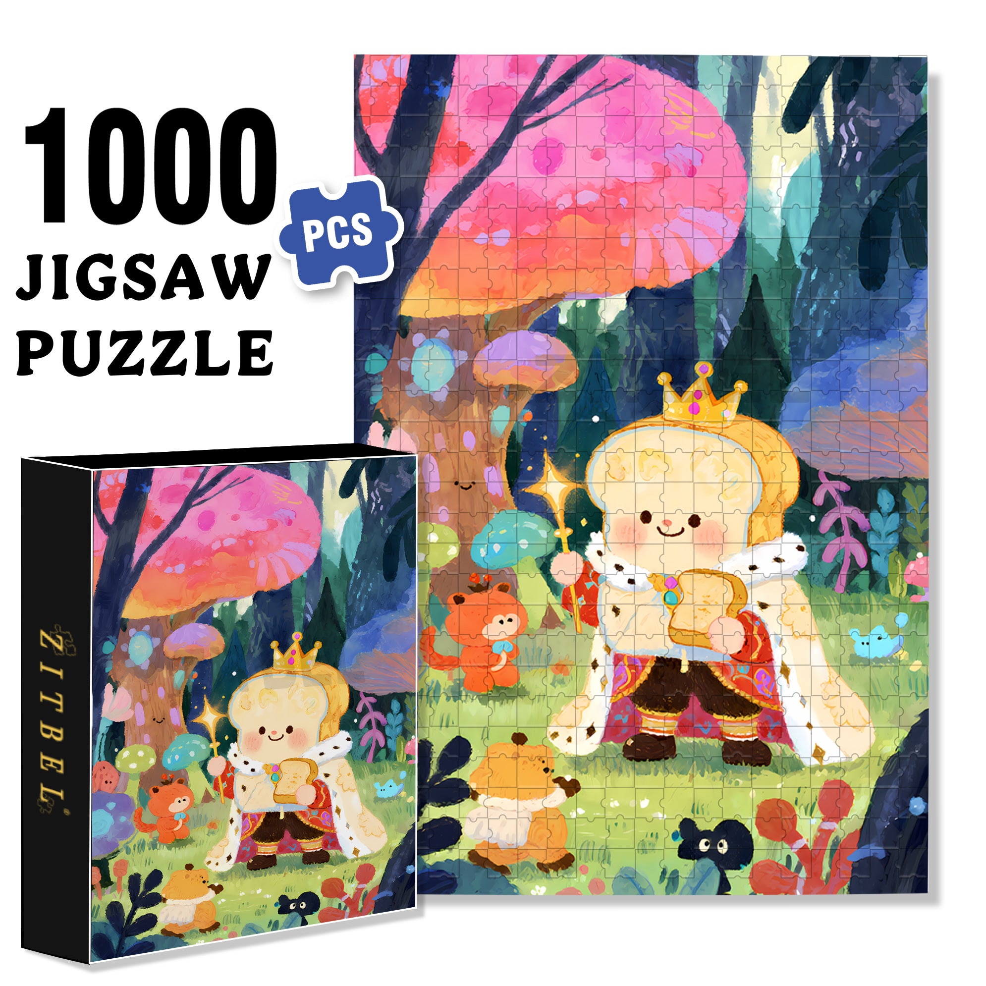 Toast King 500pcs/1000pcs Jigsaw Puzzle, Scratch-Resistant, Interactive Family Game & Brain-Boosting DIY Decor, Perfect for Halloween, Christmas & New Year Gifts, Family Puzzle Game