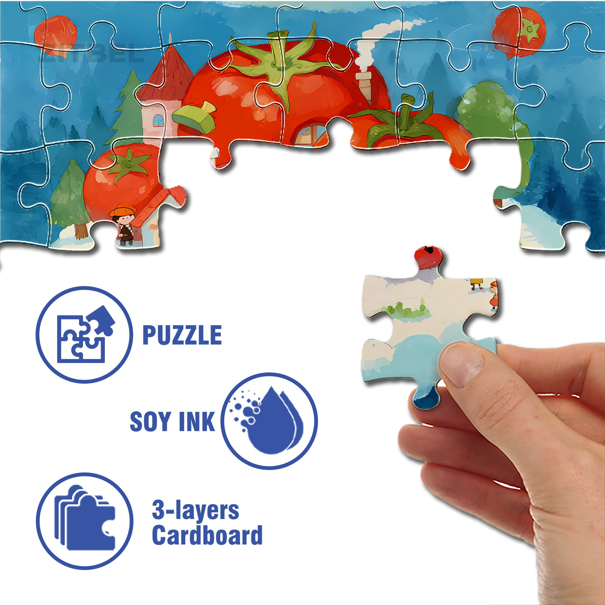 Tomato 500pcs/1000pcs Jigsaw Puzzle, Scratch-Resistant, Interactive Family Game & Brain-Boosting DIY Decor, Perfect for Halloween, Christmas & New Year Gifts, Family Puzzle Game