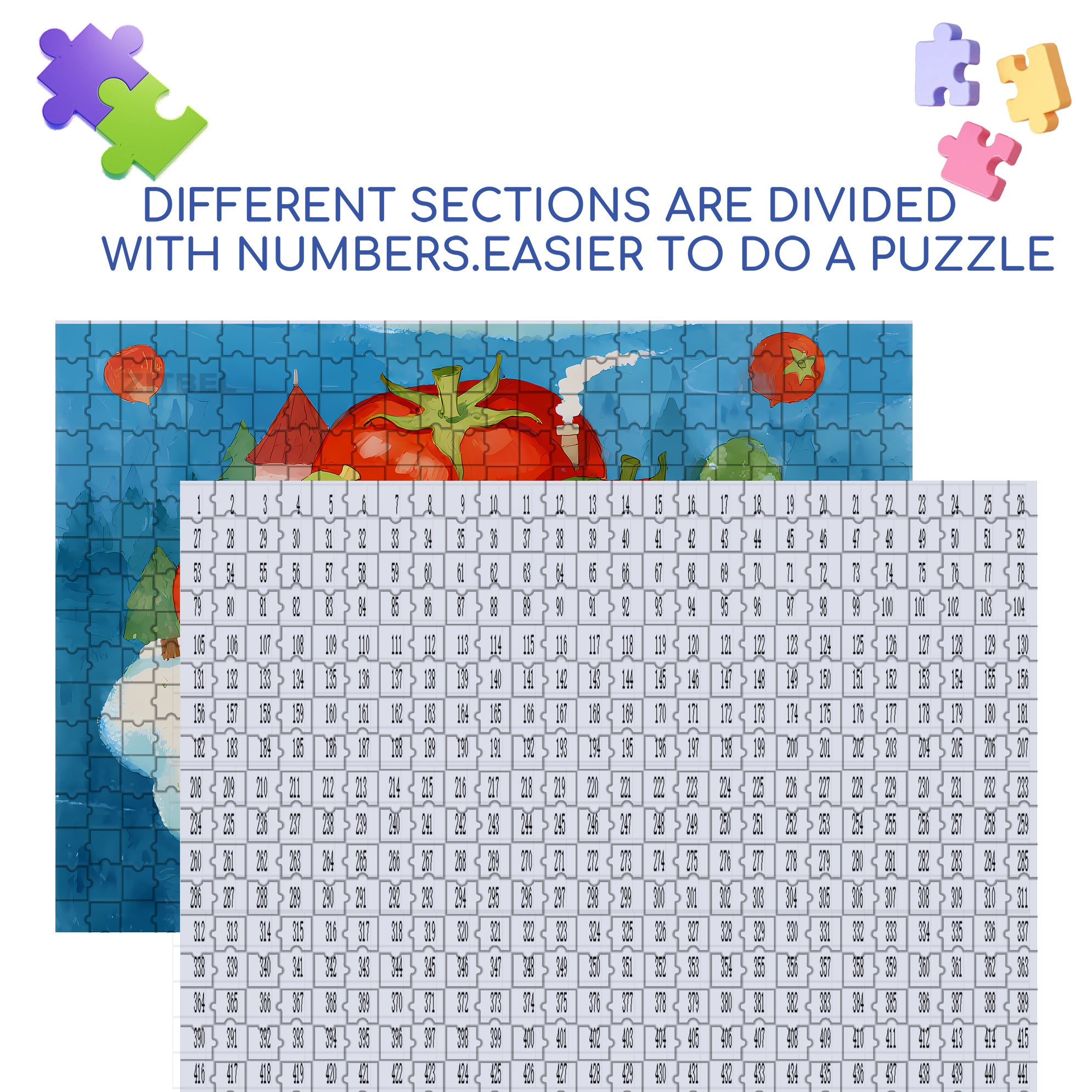 Tomato 500pcs/1000pcs Jigsaw Puzzle, Scratch-Resistant, Interactive Family Game & Brain-Boosting DIY Decor, Perfect for Halloween, Christmas & New Year Gifts, Family Puzzle Game