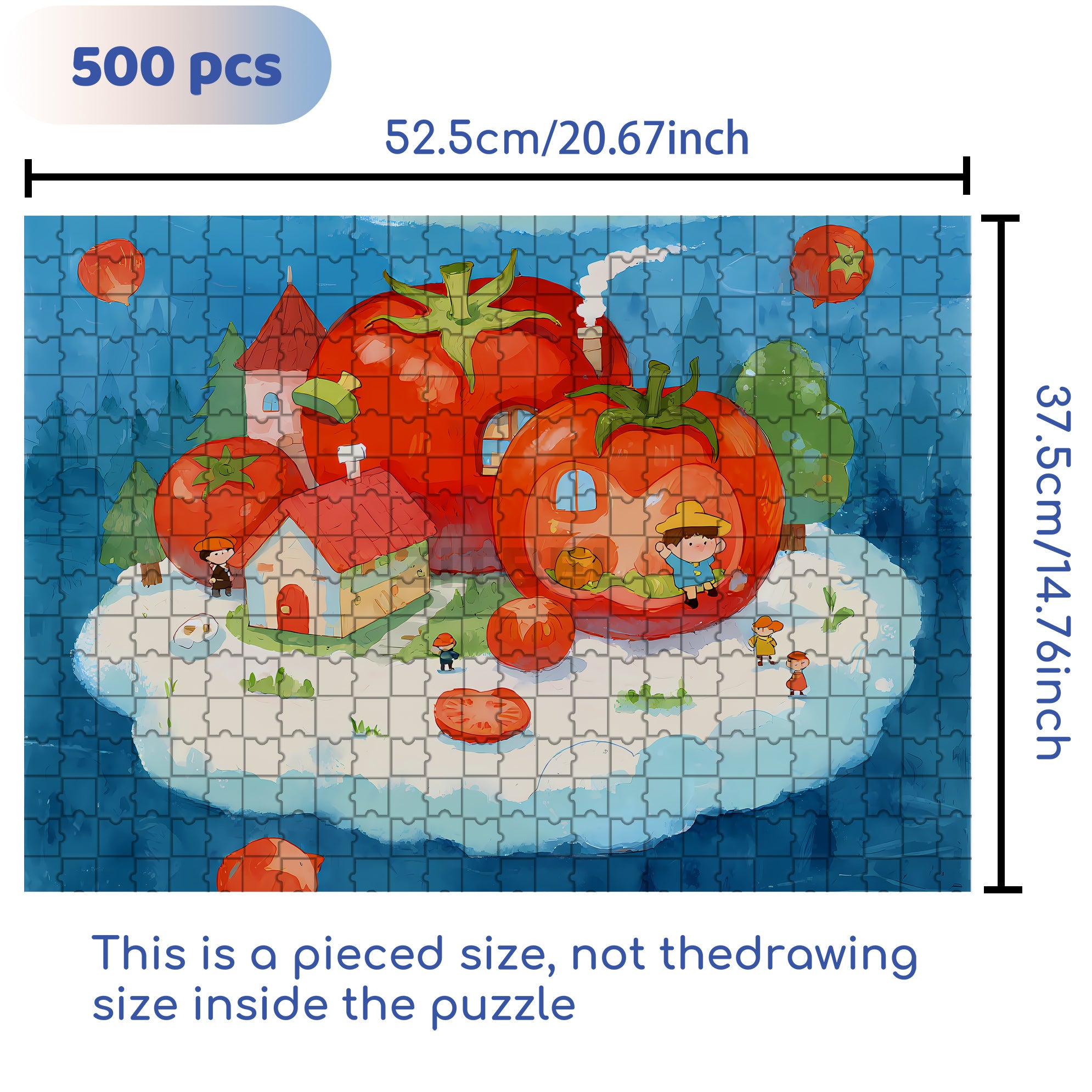 Tomato 500pcs/1000pcs Jigsaw Puzzle, Scratch-Resistant, Interactive Family Game & Brain-Boosting DIY Decor, Perfect for Halloween, Christmas & New Year Gifts, Family Puzzle Game