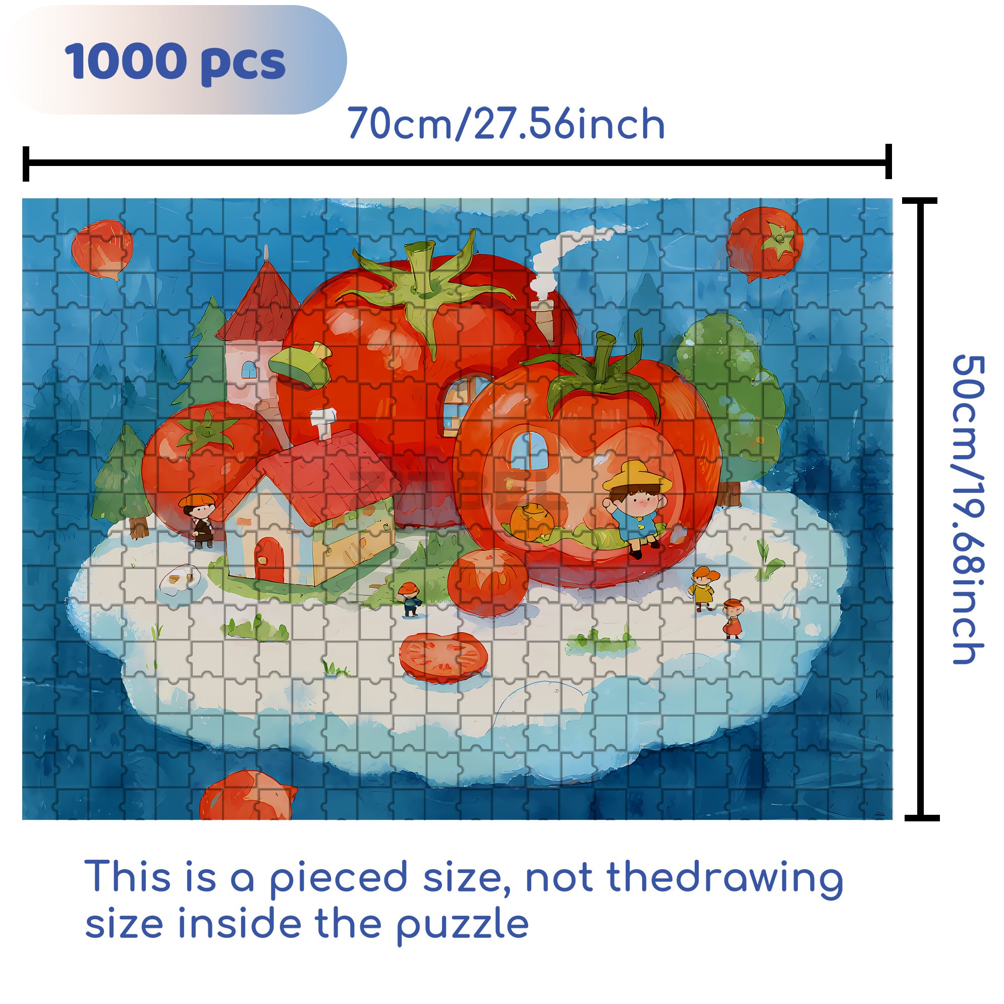 Tomato 500pcs/1000pcs Jigsaw Puzzle, Scratch-Resistant, Interactive Family Game & Brain-Boosting DIY Decor, Perfect for Halloween, Christmas & New Year Gifts, Family Puzzle Game