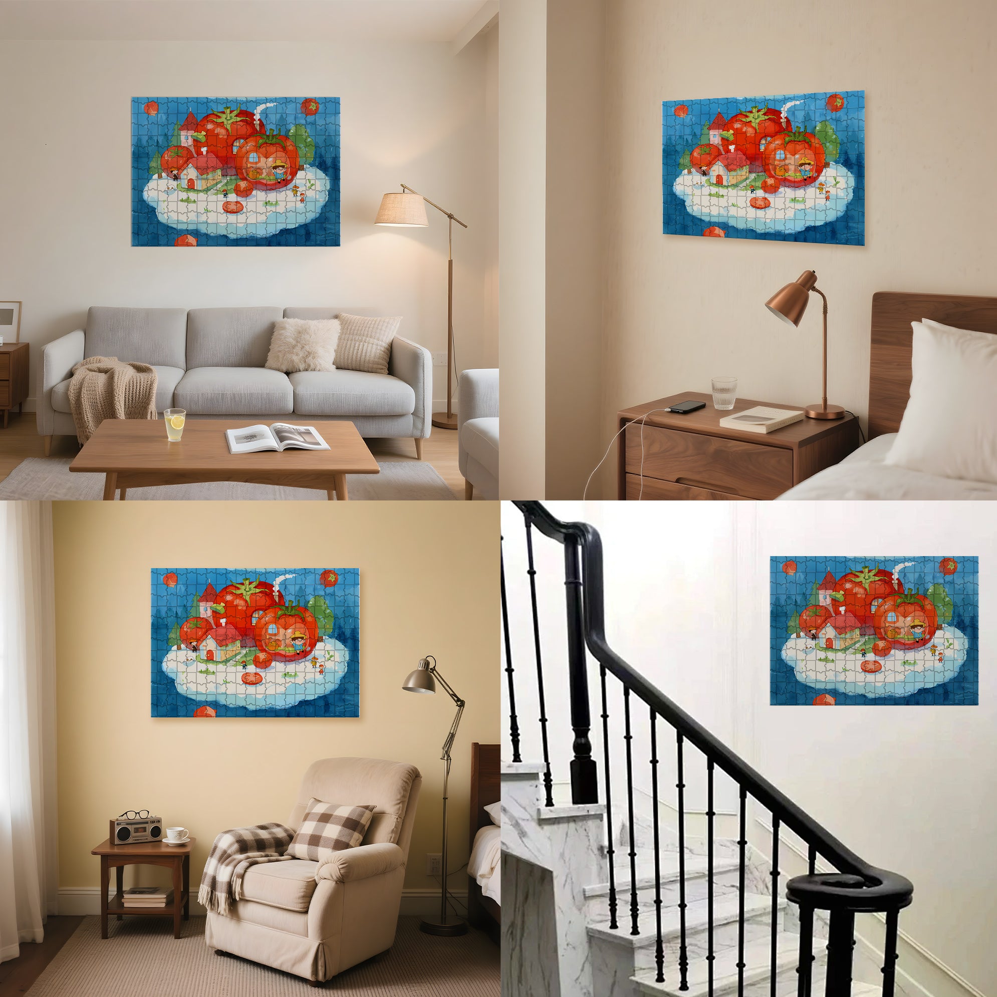 Tomato 500pcs/1000pcs Jigsaw Puzzle, Scratch-Resistant, Interactive Family Game & Brain-Boosting DIY Decor, Perfect for Halloween, Christmas & New Year Gifts, Family Puzzle Game