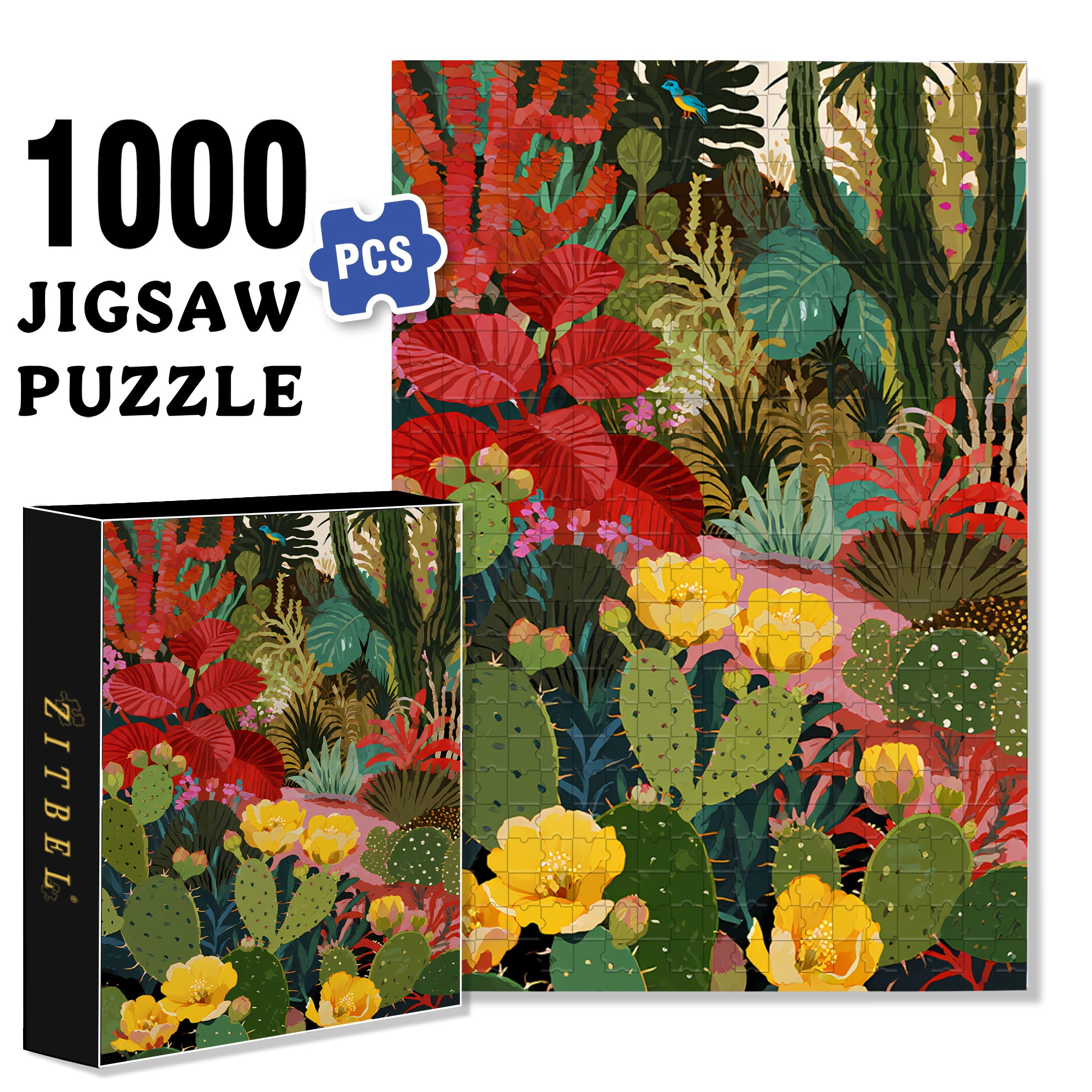 Tropical Plants 500pcs/1000pcs Jigsaw Puzzle, Scratch-Resistant, Interactive Family Game & Brain-Boosting DIY Decor, Perfect for Halloween, Christmas & New Year Gifts, Family Puzzle Game