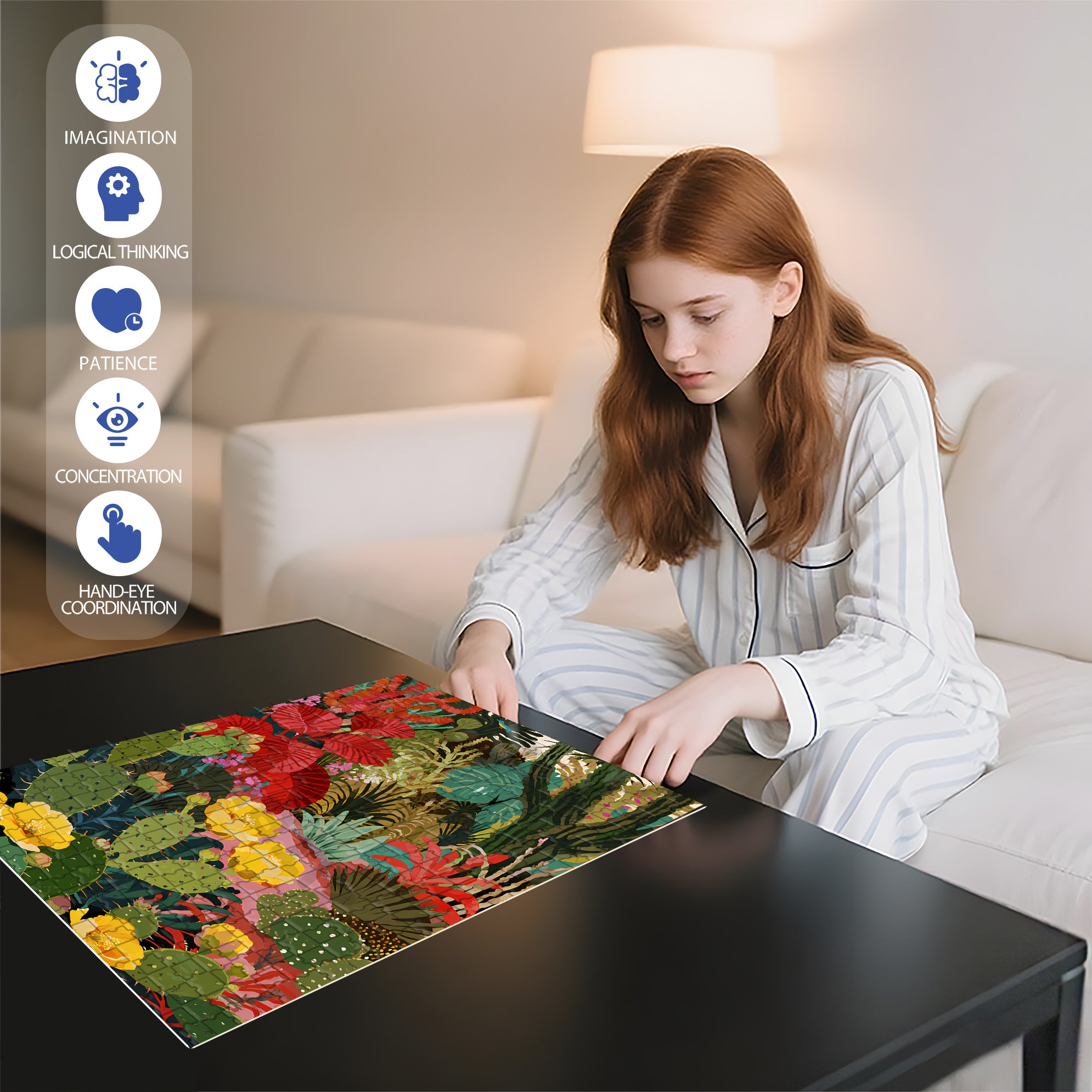Tropical Plants 500pcs/1000pcs Jigsaw Puzzle, Scratch-Resistant, Interactive Family Game & Brain-Boosting DIY Decor, Perfect for Halloween, Christmas & New Year Gifts, Family Puzzle Game