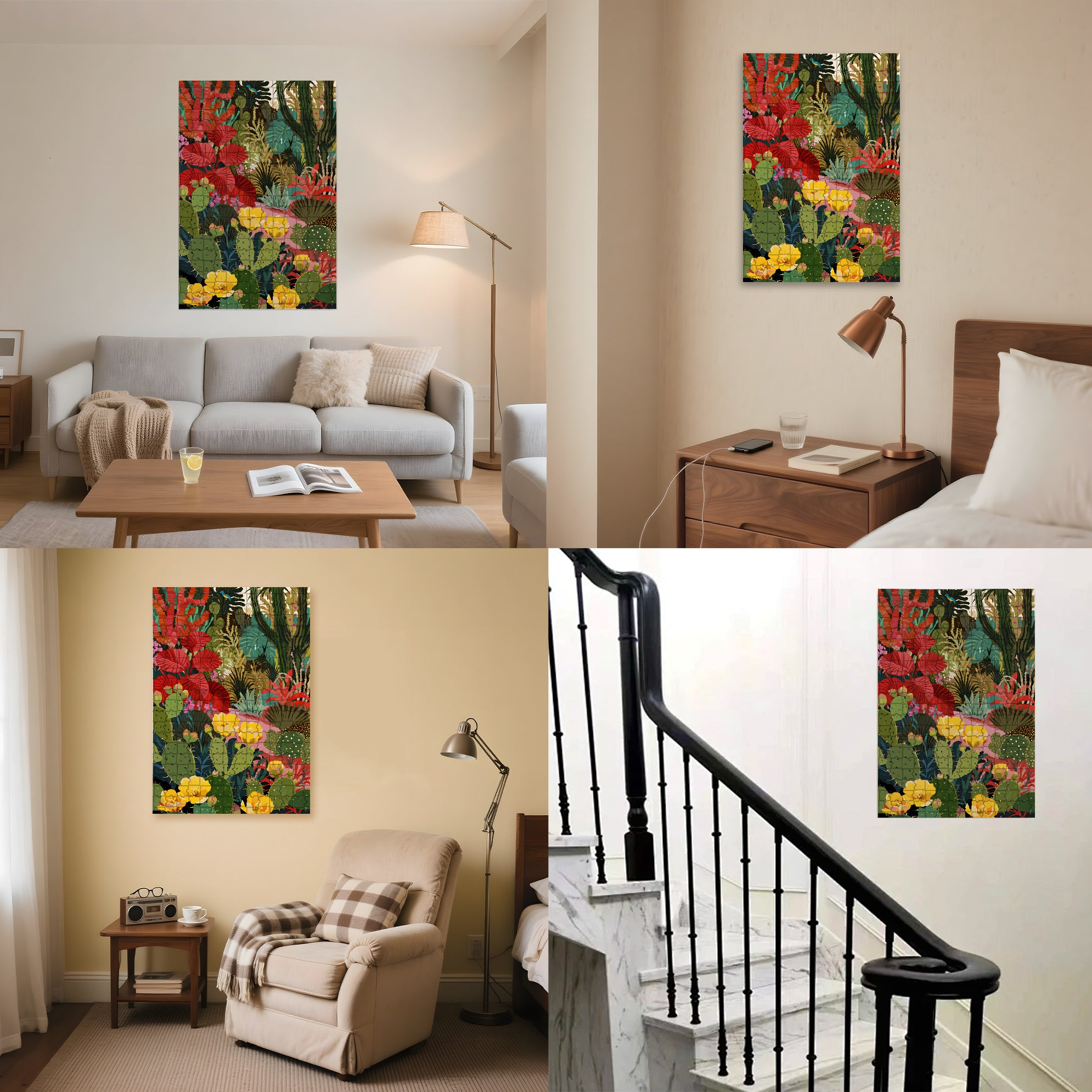 Tropical Plants 500pcs/1000pcs Jigsaw Puzzle, Scratch-Resistant, Interactive Family Game & Brain-Boosting DIY Decor, Perfect for Halloween, Christmas & New Year Gifts, Family Puzzle Game