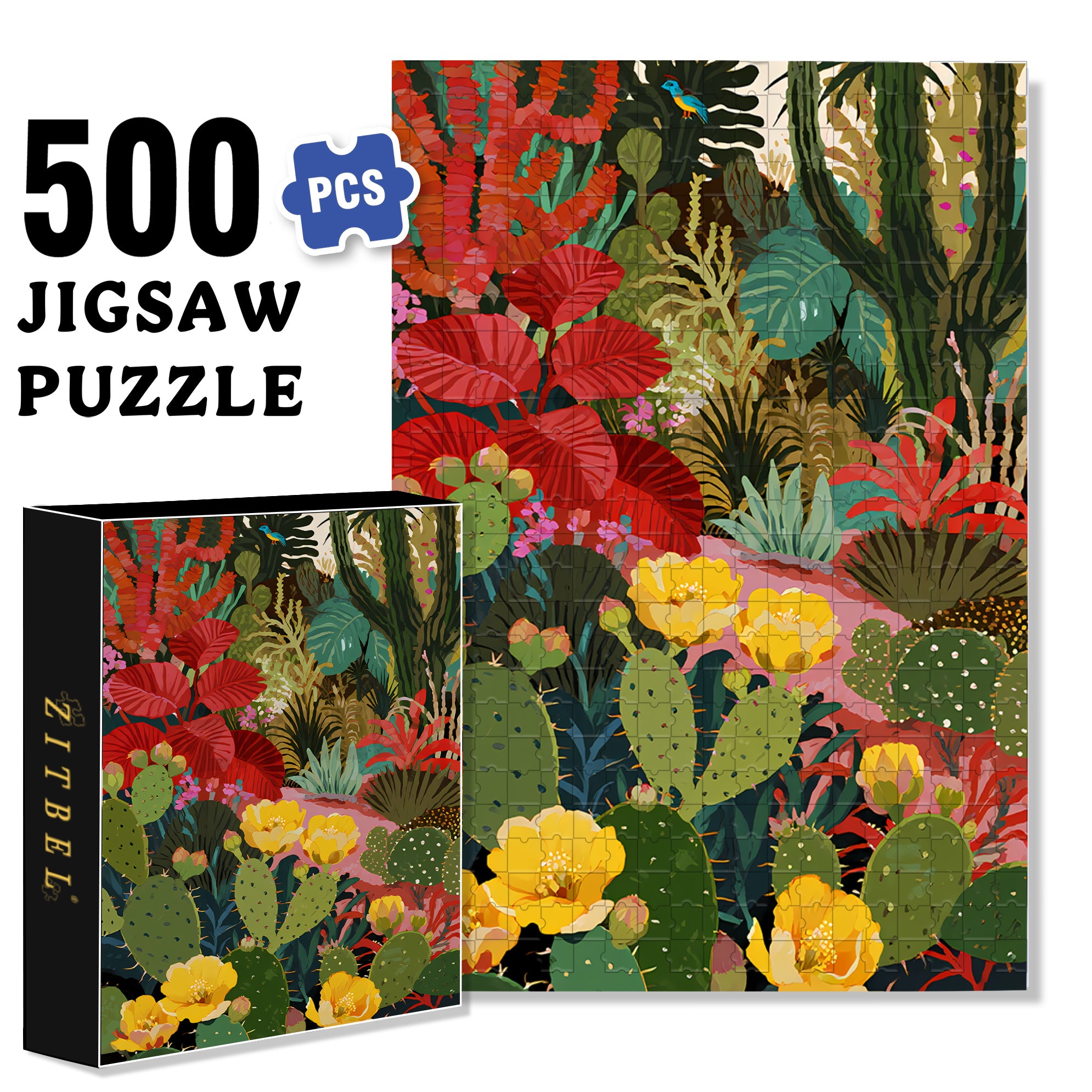 Tropical Plants 500pcs/1000pcs Jigsaw Puzzle, Scratch-Resistant, Interactive Family Game & Brain-Boosting DIY Decor, Perfect for Halloween, Christmas & New Year Gifts, Family Puzzle Game