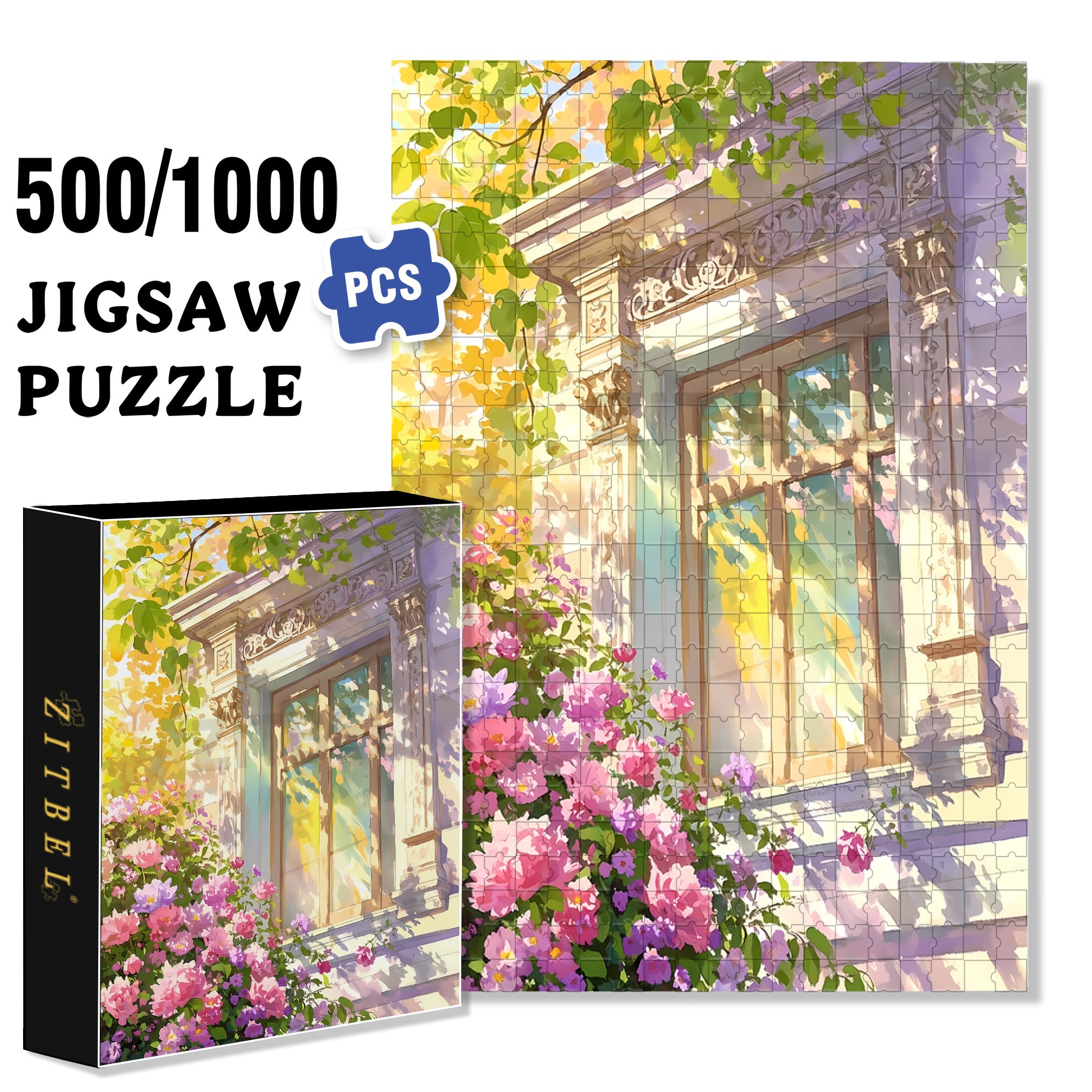 Warm Sunshine 500pcs/1000pcs Jigsaw Puzzle, Scratch-Resistant, Interactive Family Game & Brain-Boosting DIY Decor, Perfect for Halloween, Christmas & New Year Gifts, Family Puzzle Game