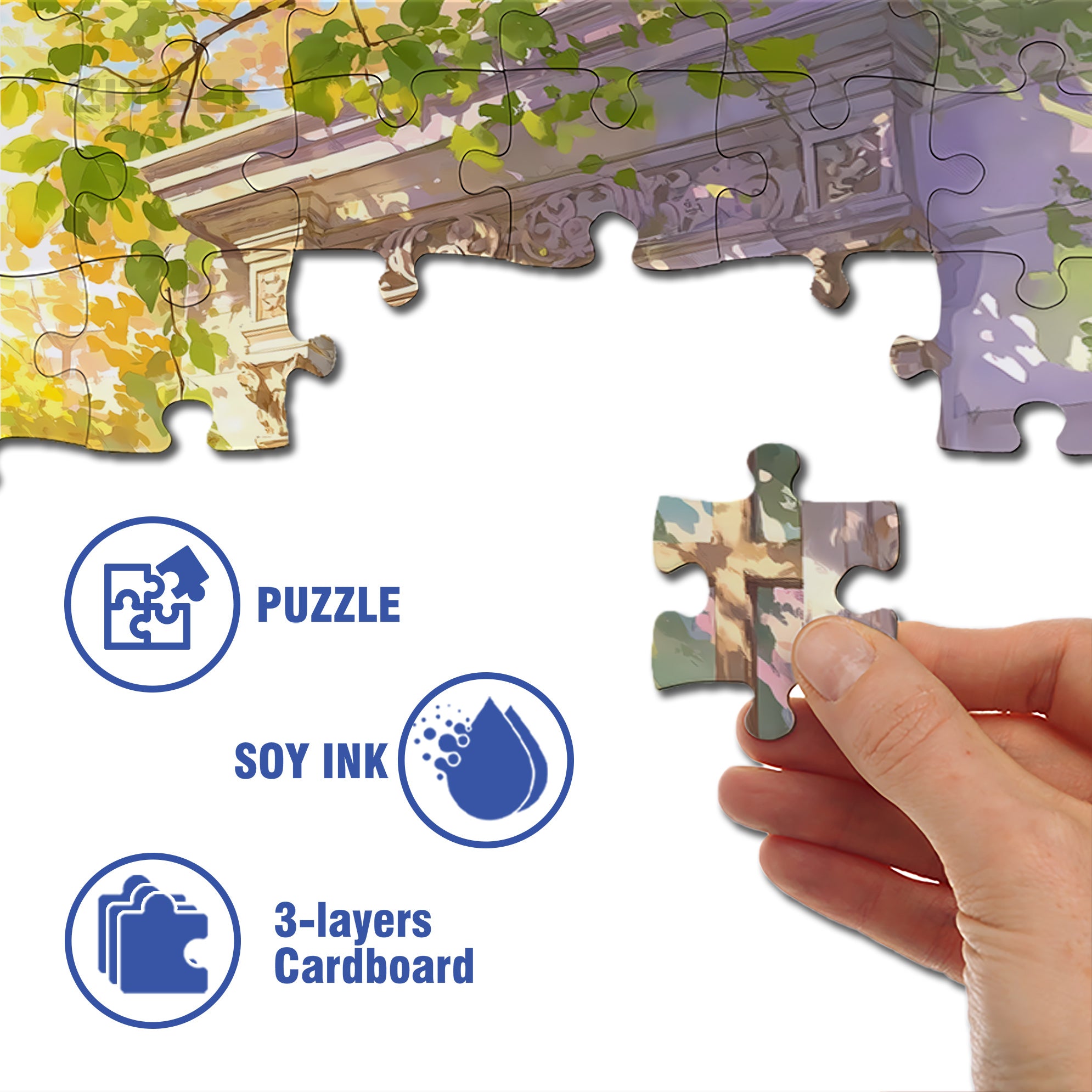 Warm Sunshine 500pcs/1000pcs Jigsaw Puzzle, Scratch-Resistant, Interactive Family Game & Brain-Boosting DIY Decor, Perfect for Halloween, Christmas & New Year Gifts, Family Puzzle Game