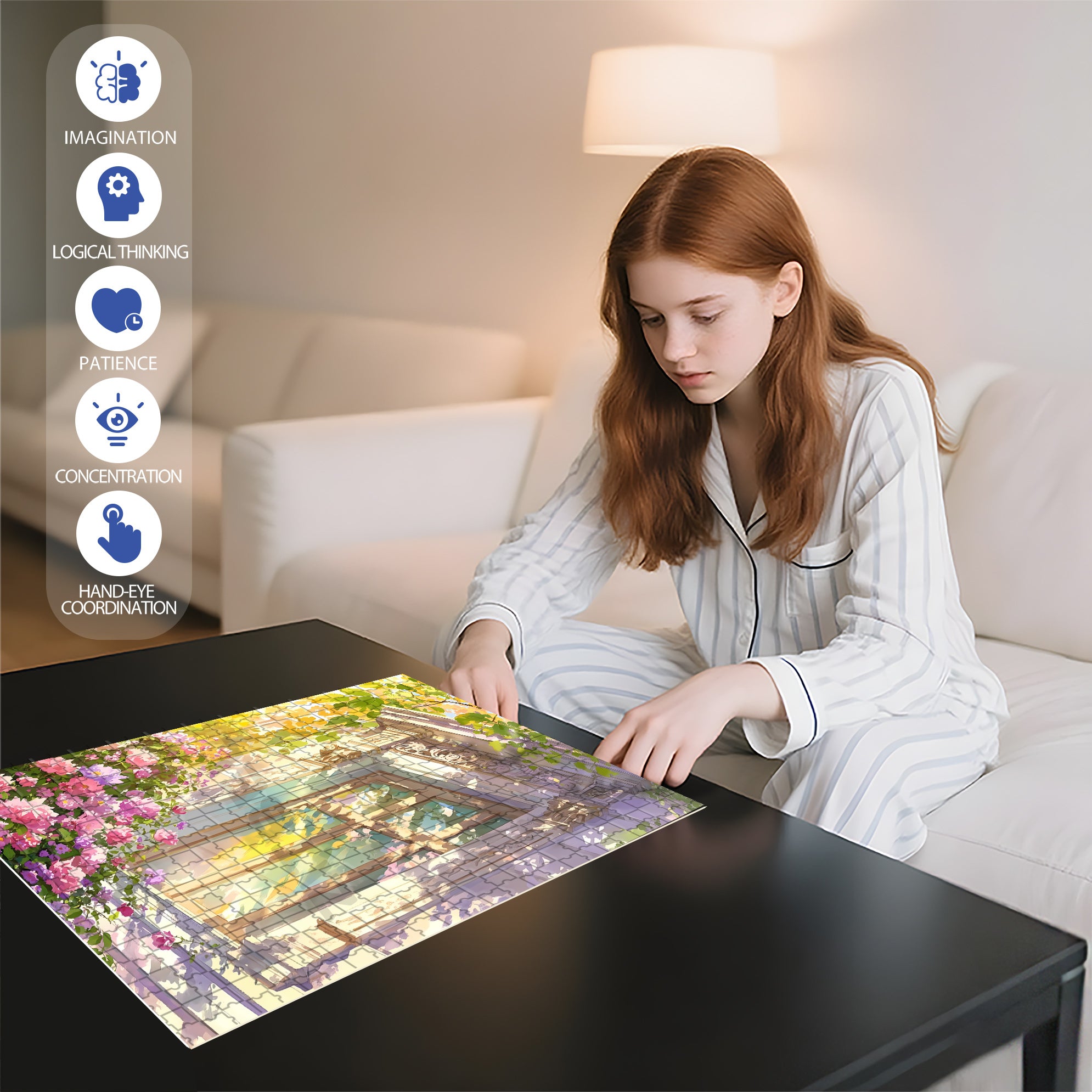 Warm Sunshine 500pcs/1000pcs Jigsaw Puzzle, Scratch-Resistant, Interactive Family Game & Brain-Boosting DIY Decor, Perfect for Halloween, Christmas & New Year Gifts, Family Puzzle Game