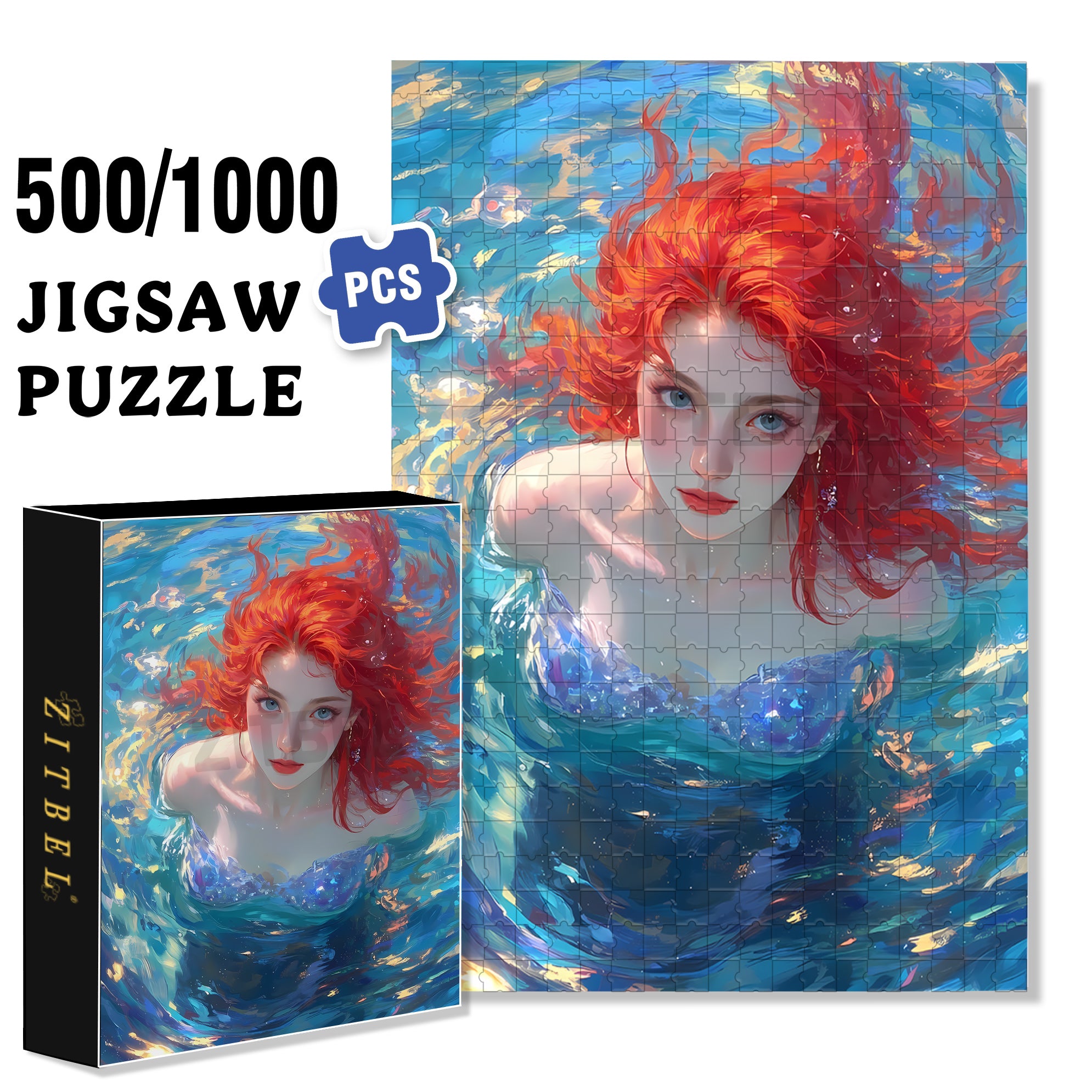 Water Beauty 500pcs/1000pcs Jigsaw Puzzle, Scratch-Resistant, Interactive Family Game & Brain-Boosting DIY Decor, Perfect for Halloween, Christmas & New Year Gifts, Family Puzzle Game