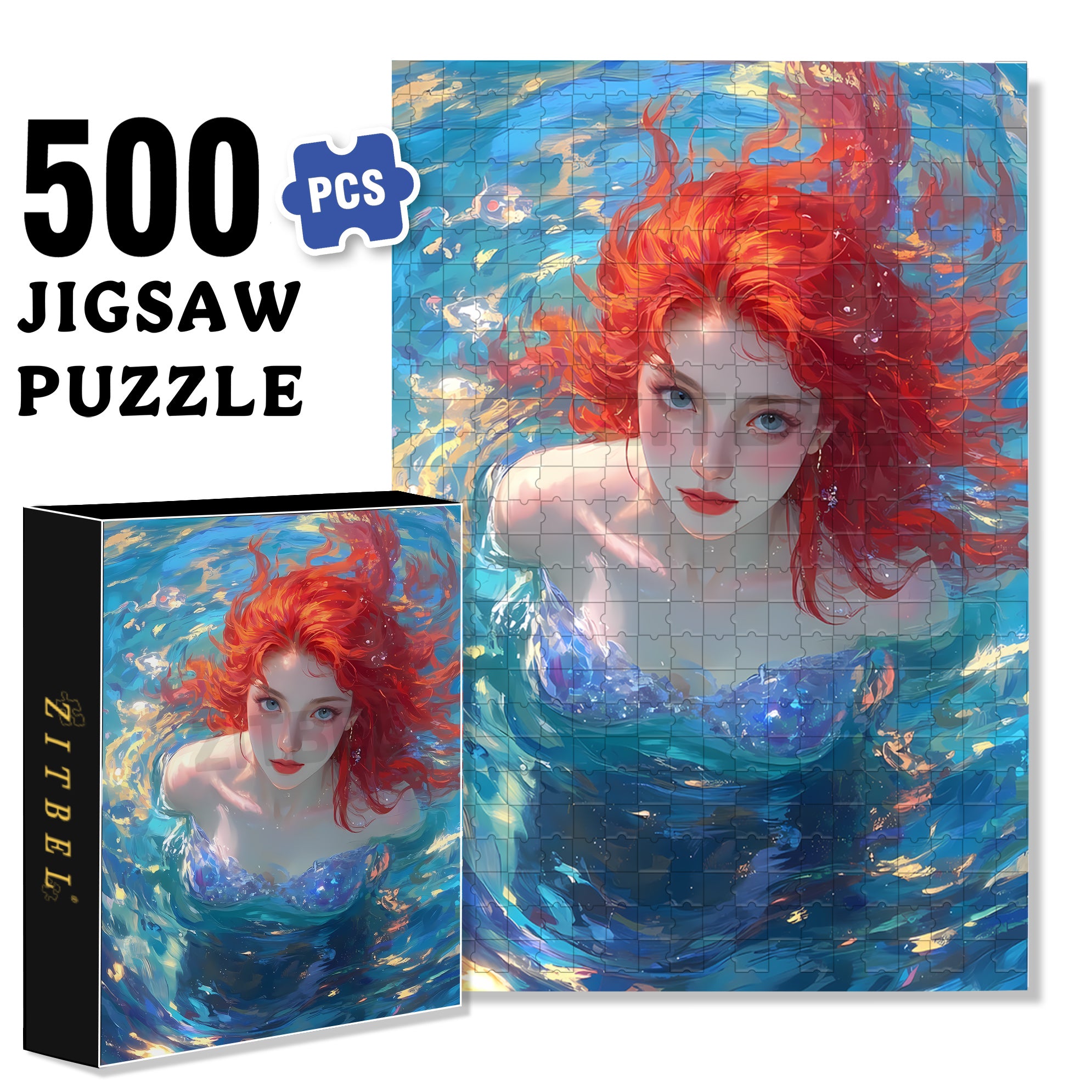 Water Beauty 500pcs/1000pcs Jigsaw Puzzle, Scratch-Resistant, Interactive Family Game & Brain-Boosting DIY Decor, Perfect for Halloween, Christmas & New Year Gifts, Family Puzzle Game