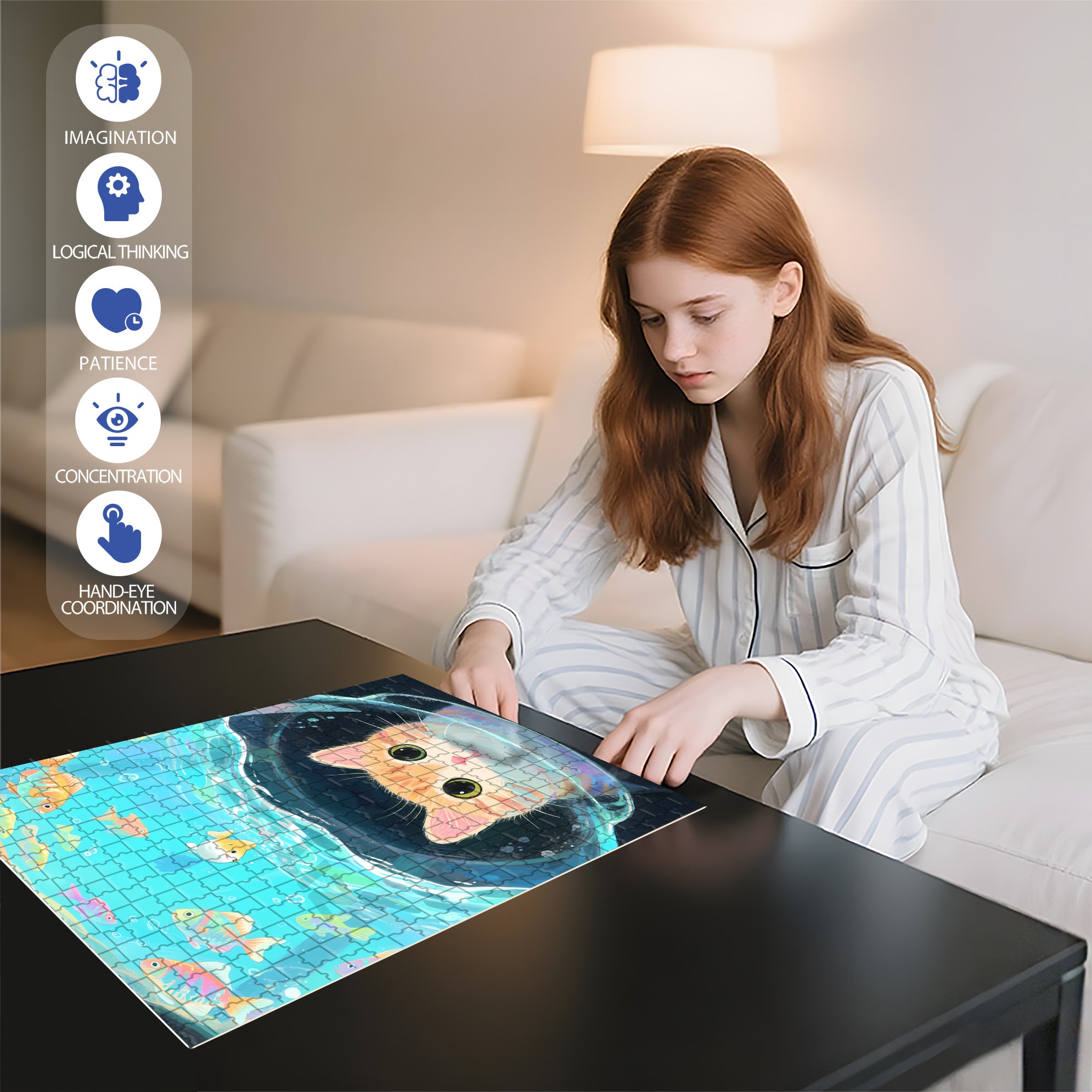 What Are You Thinking About 500pcs/1000pcs Jigsaw Puzzle, Scratch-Resistant, Interactive Family Game & Brain-Boosting DIY Decor, Perfect for Halloween, Christmas & New Year Gifts, Family Puzzle Game