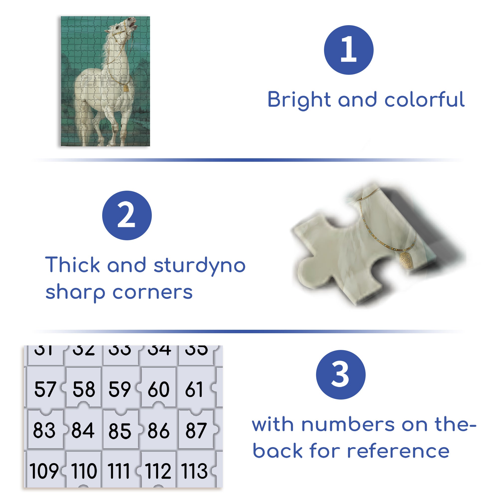 White Horse 500pcs/1000pcs Jigsaw Puzzle, Scratch-Resistant, Interactive Family Game & Brain-Boosting DIY Decor, Perfect for Halloween, Christmas & New Year Gifts, Family Puzzle Game