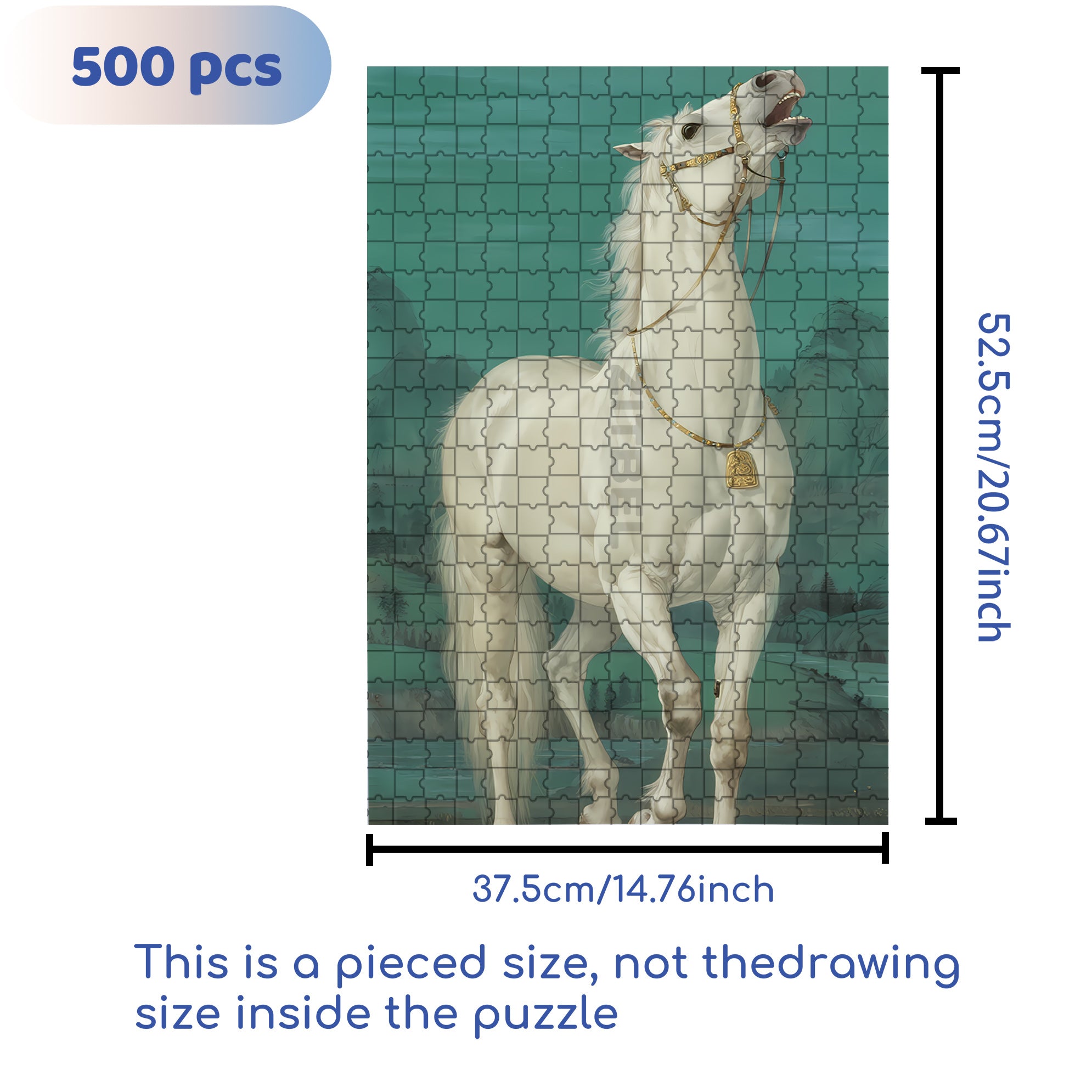 White Horse 500pcs/1000pcs Jigsaw Puzzle, Scratch-Resistant, Interactive Family Game & Brain-Boosting DIY Decor, Perfect for Halloween, Christmas & New Year Gifts, Family Puzzle Game