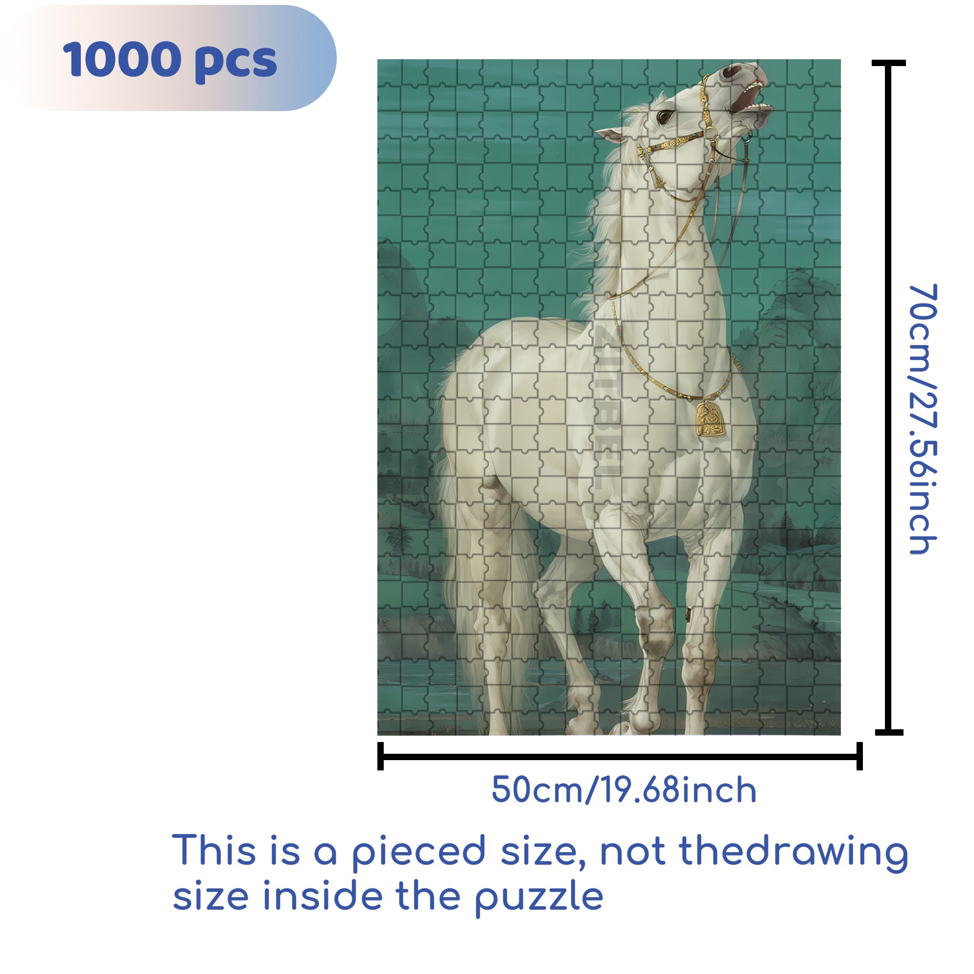 White Horse 500pcs/1000pcs Jigsaw Puzzle, Scratch-Resistant, Interactive Family Game & Brain-Boosting DIY Decor, Perfect for Halloween, Christmas & New Year Gifts, Family Puzzle Game