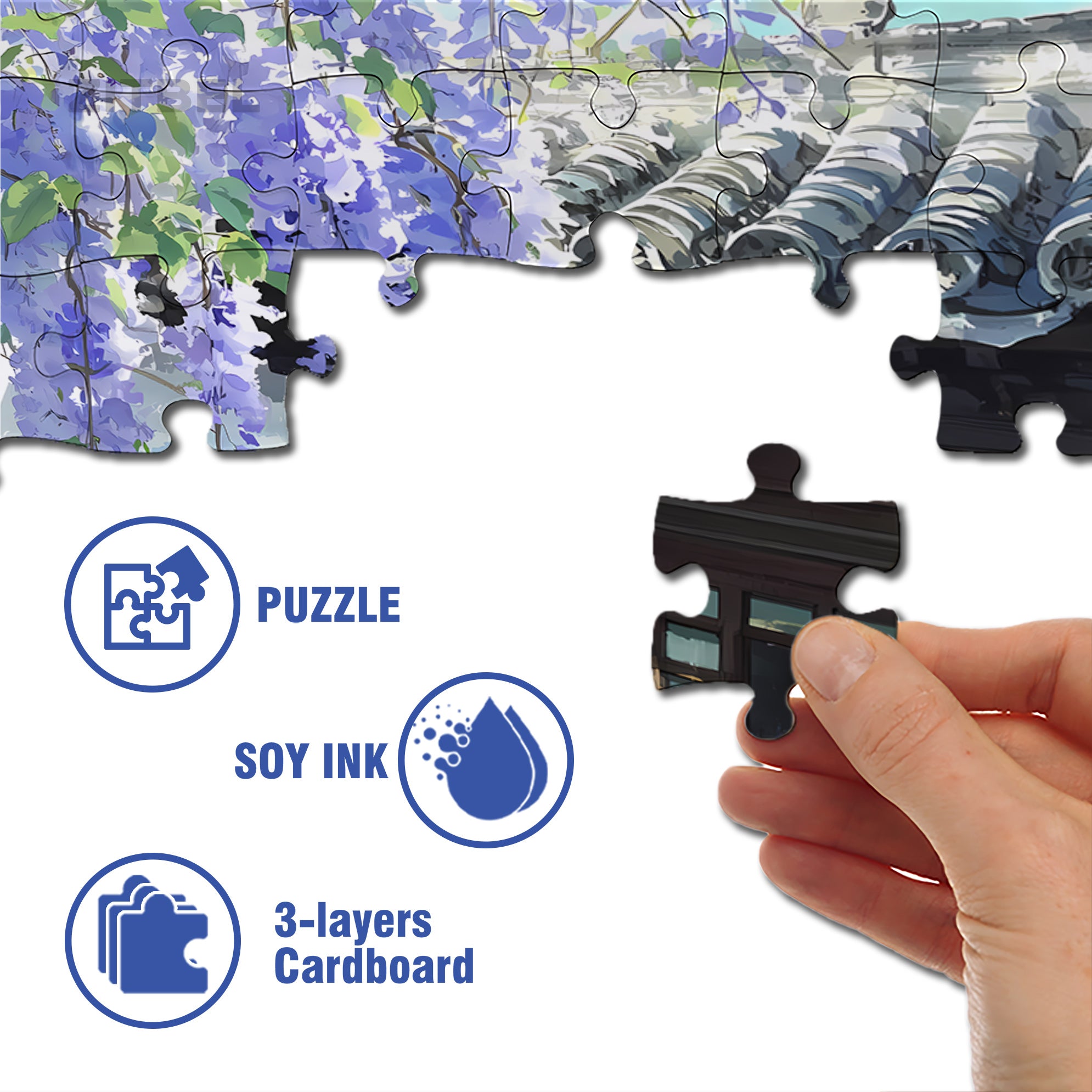 Wisteria 500pcs/1000pcs Jigsaw Puzzle, Scratch-Resistant, Interactive Family Game & Brain-Boosting DIY Decor, Perfect for Halloween, Christmas & New Year Gifts, Family Puzzle Game