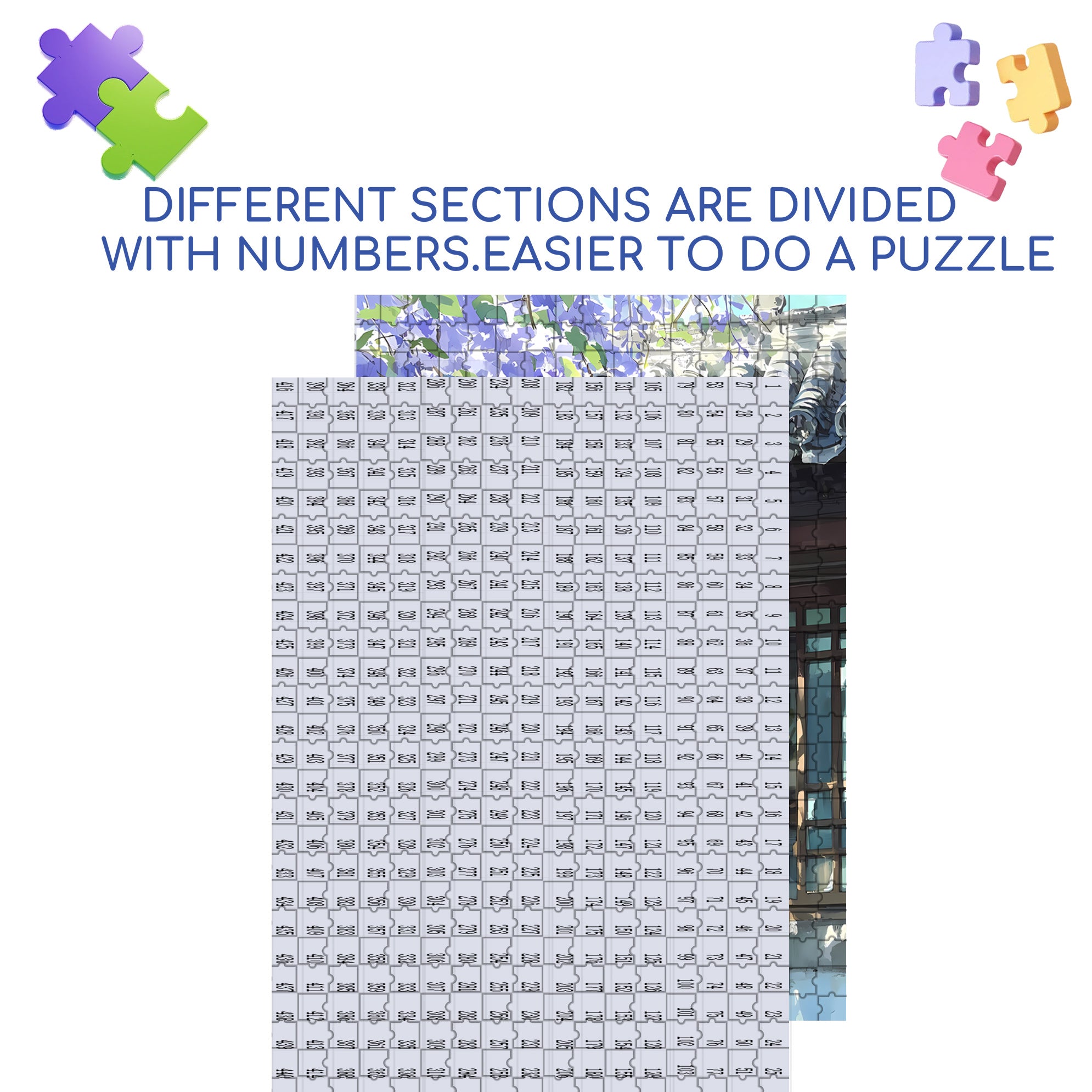 Wisteria 500pcs/1000pcs Jigsaw Puzzle, Scratch-Resistant, Interactive Family Game & Brain-Boosting DIY Decor, Perfect for Halloween, Christmas & New Year Gifts, Family Puzzle Game