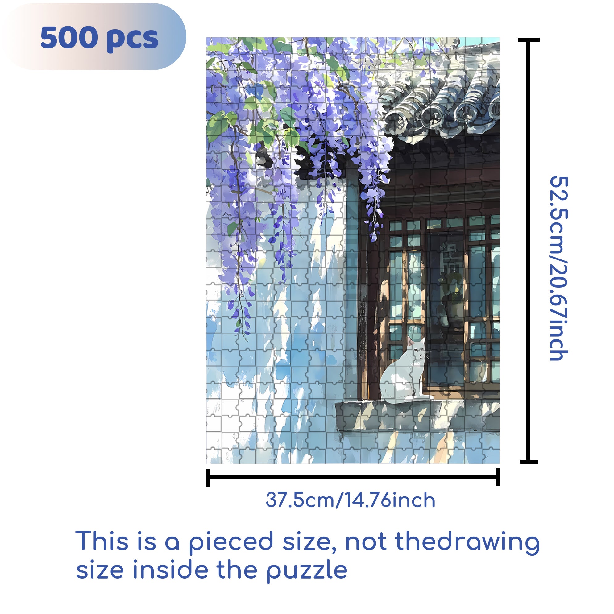 Wisteria 500pcs/1000pcs Jigsaw Puzzle, Scratch-Resistant, Interactive Family Game & Brain-Boosting DIY Decor, Perfect for Halloween, Christmas & New Year Gifts, Family Puzzle Game