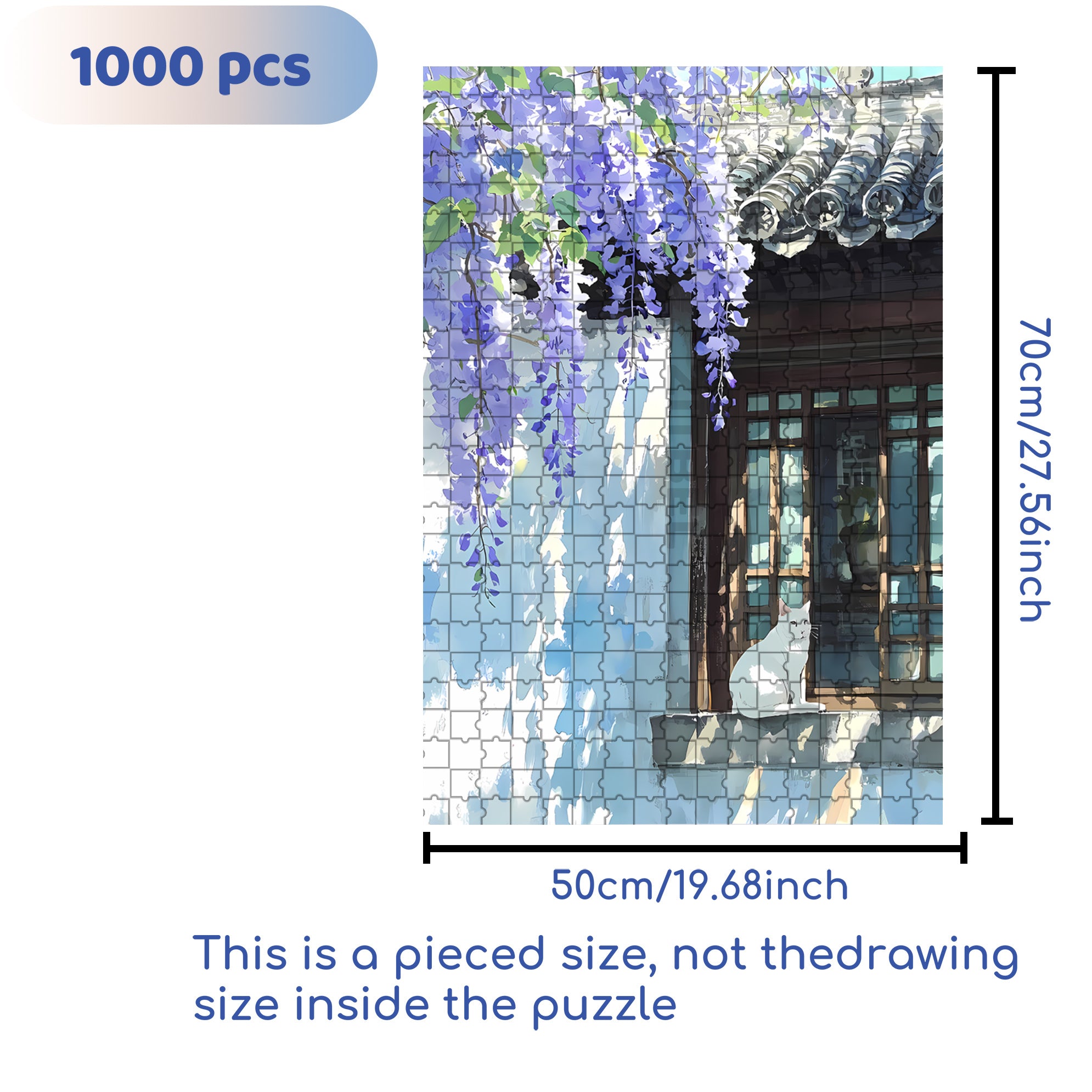 Wisteria 500pcs/1000pcs Jigsaw Puzzle, Scratch-Resistant, Interactive Family Game & Brain-Boosting DIY Decor, Perfect for Halloween, Christmas & New Year Gifts, Family Puzzle Game