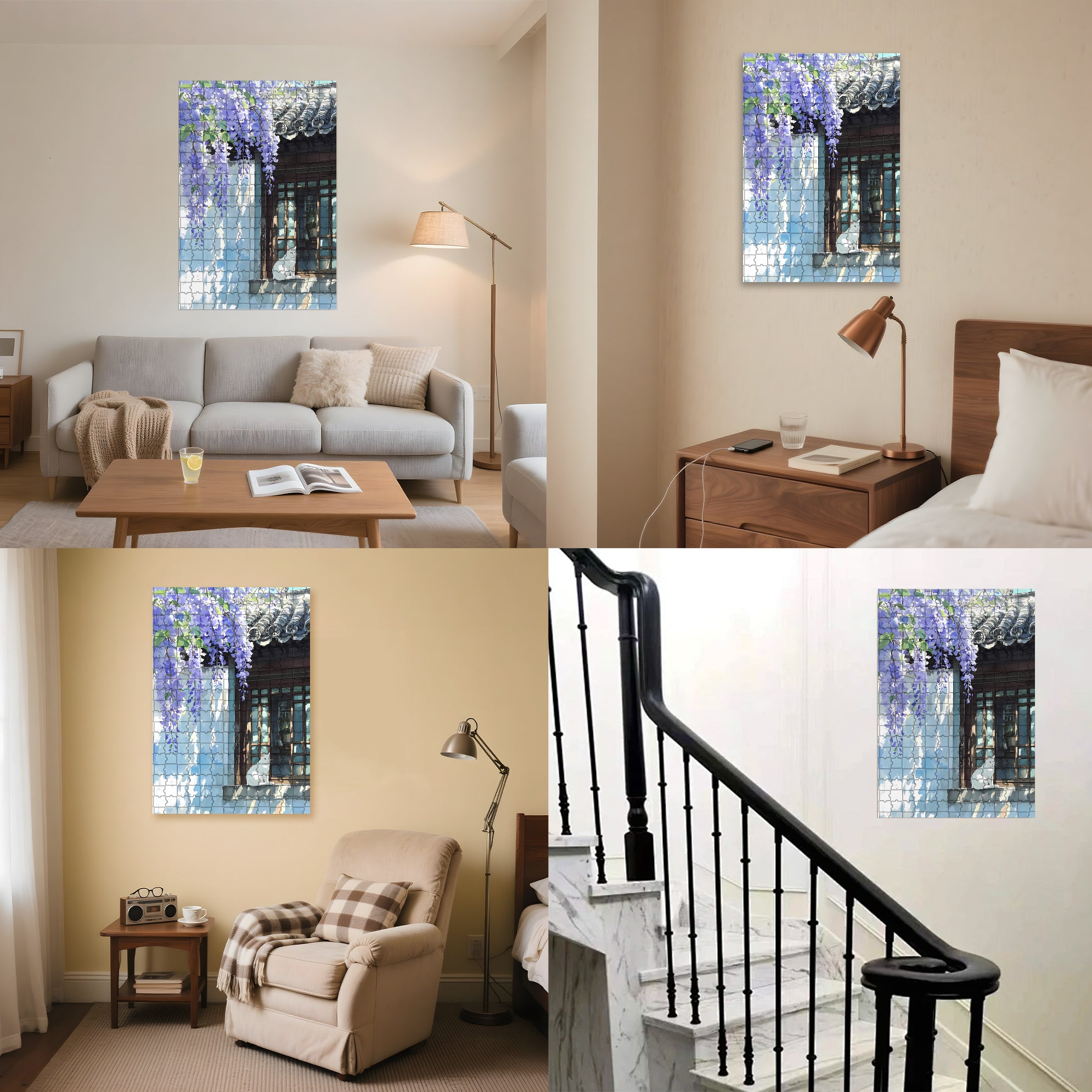 Wisteria 500pcs/1000pcs Jigsaw Puzzle, Scratch-Resistant, Interactive Family Game & Brain-Boosting DIY Decor, Perfect for Halloween, Christmas & New Year Gifts, Family Puzzle Game