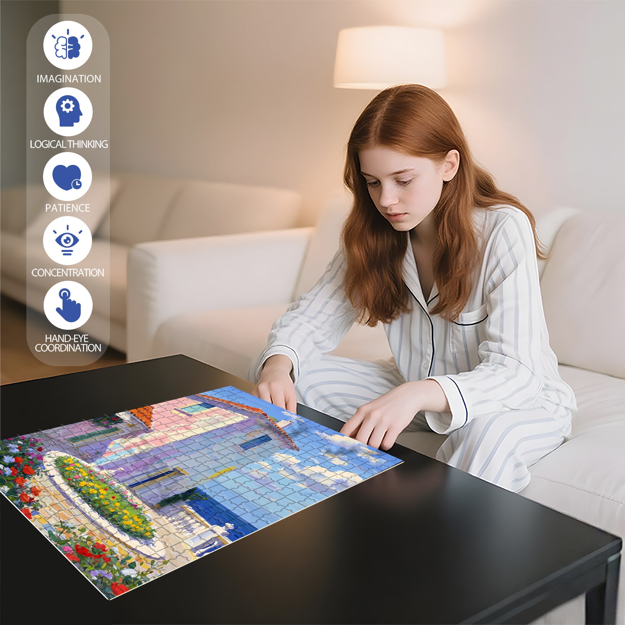 Beach House 500pcs/1000pcs Jigsaw Puzzle, Scratch-Resistant, Interactive Family Game & Brain-Boosting DIY Decor, Perfect for Halloween, Christmas & New Year Gifts, Family Puzzle Game